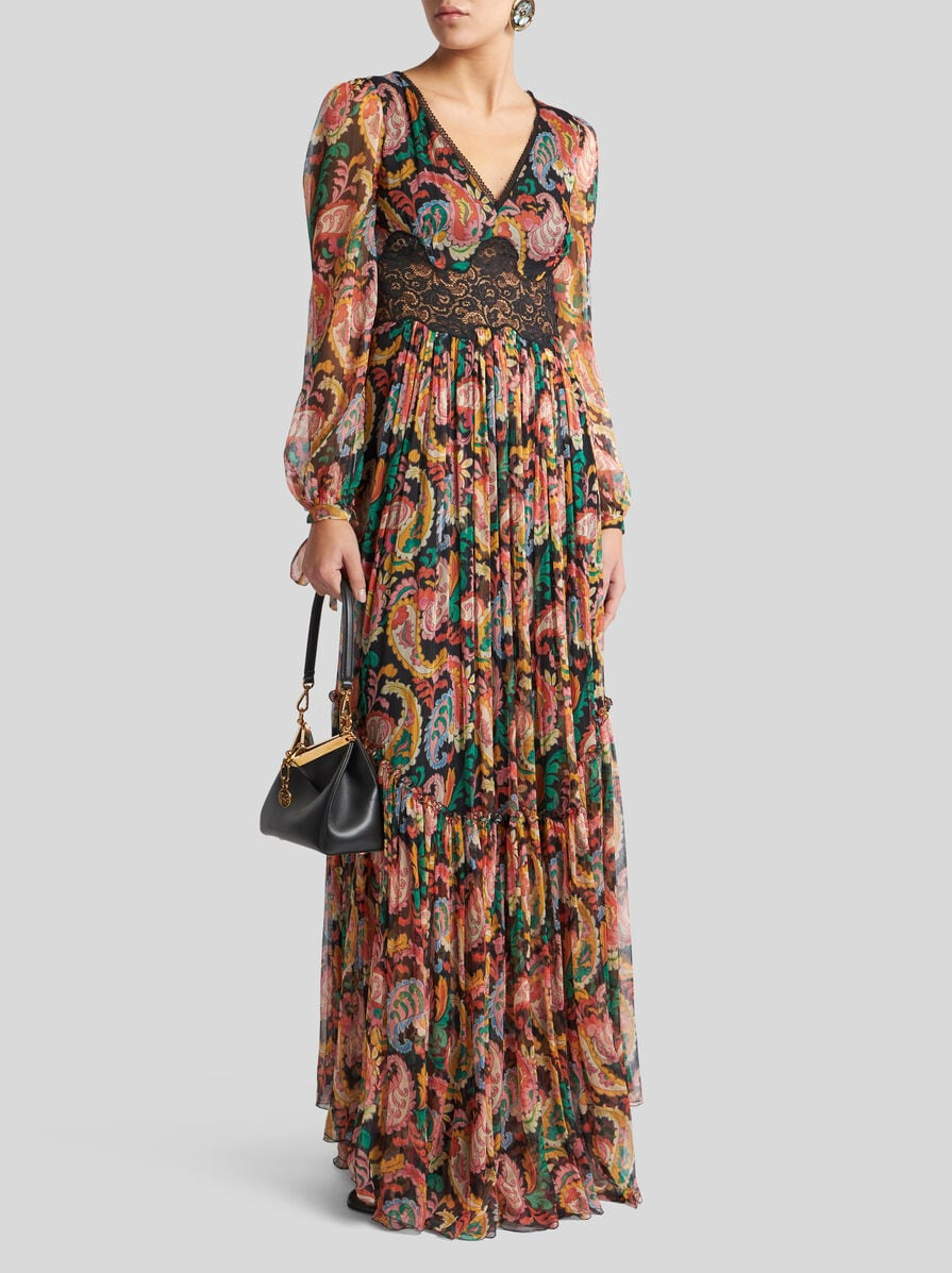 LONG BOHO DRESS WITH PAISLEY AND LACE - 3