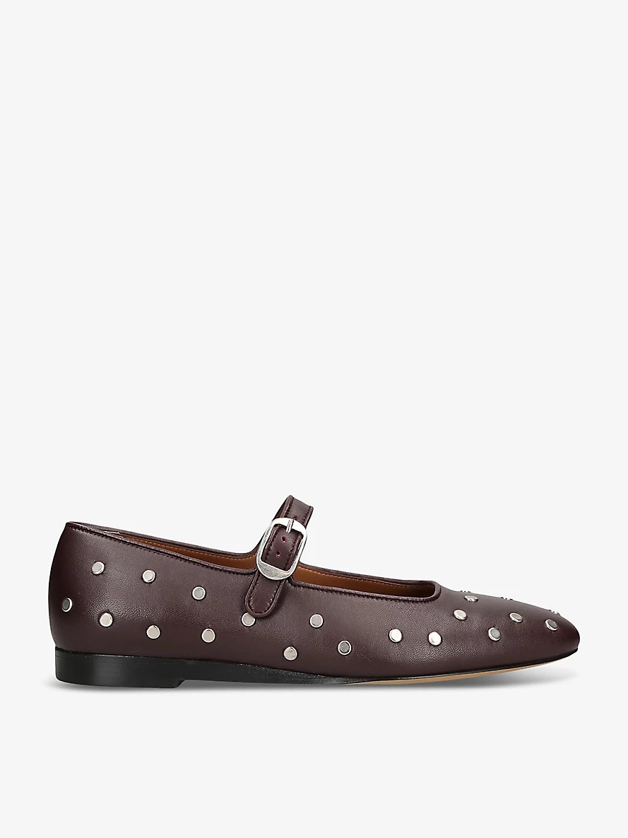 Studded single-strap leather Mary-Jane flats - 1