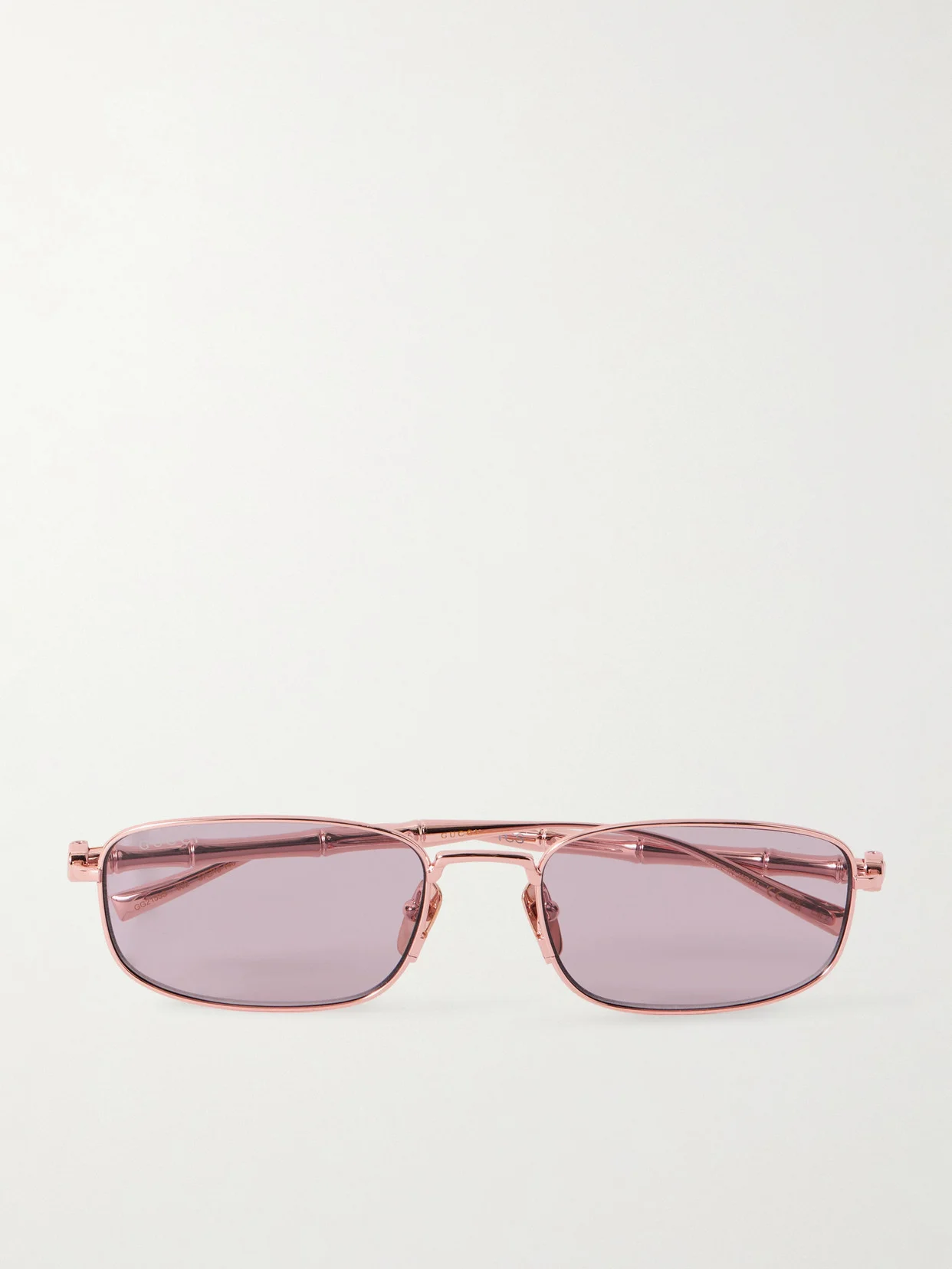 Bamboo Rectangular-frame Metal Sunglasses - 1