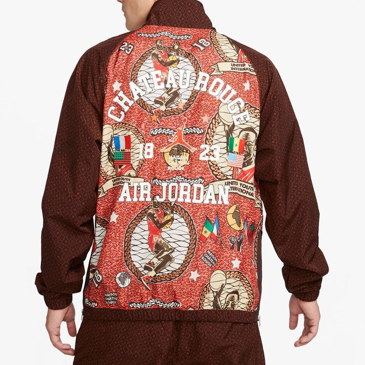 Air Jordan x Maison Chateau Rouge Crossover Printing Splicing Half Zipper Stand Collar Jacket US Edi - 4