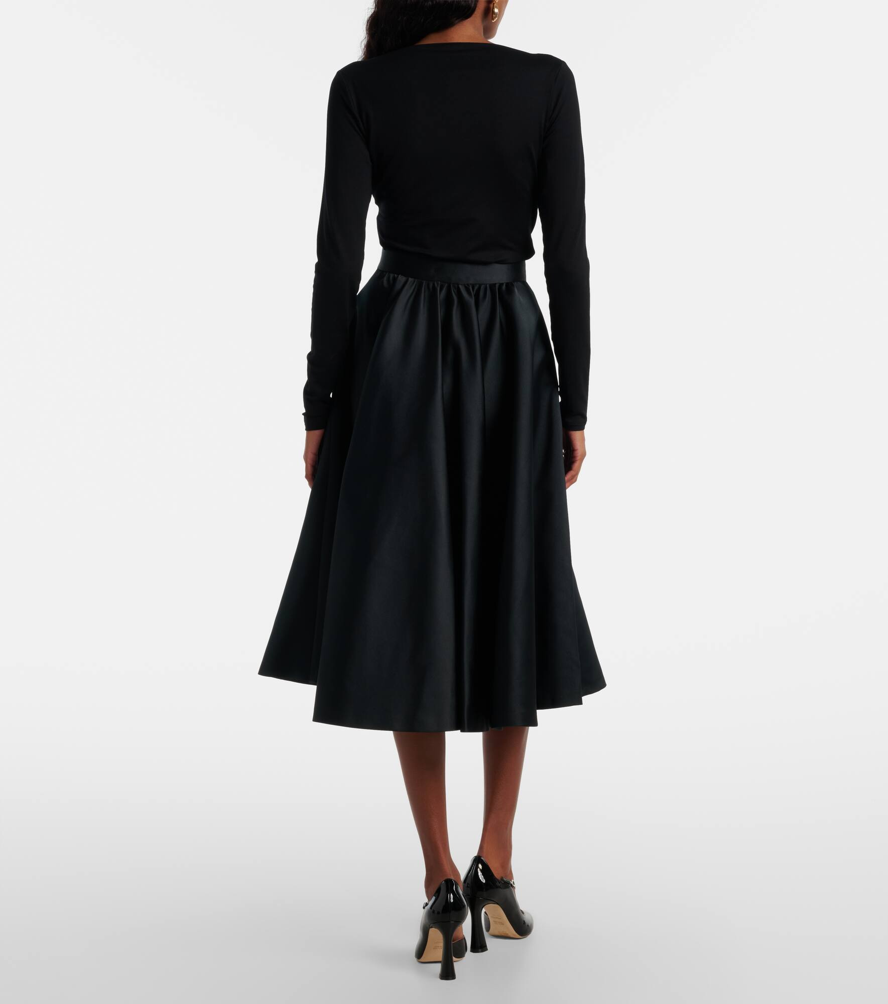 Farneto flared satin midi skirt - 3