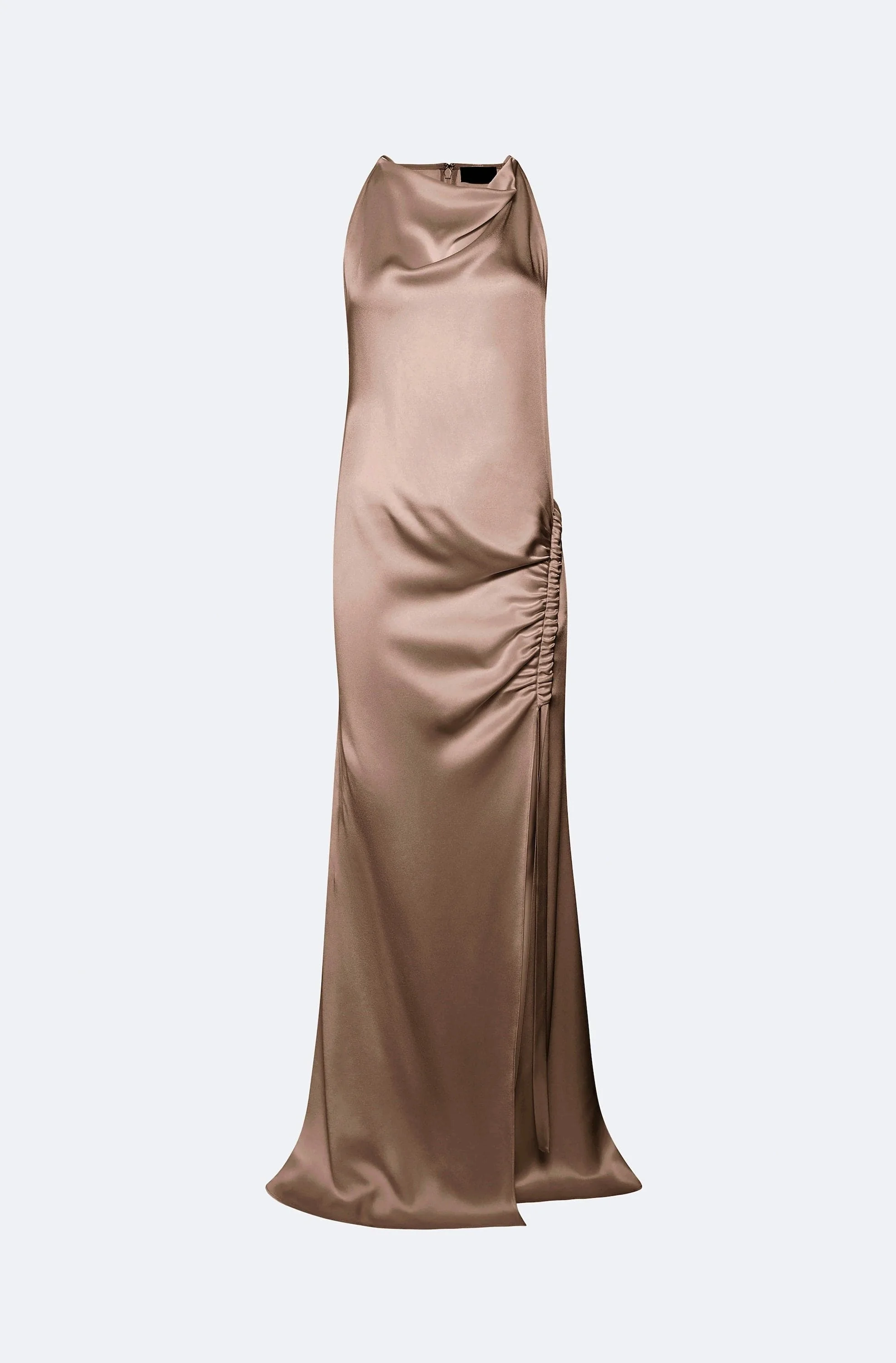 Satin Cowl Neck Tab Gown - 1