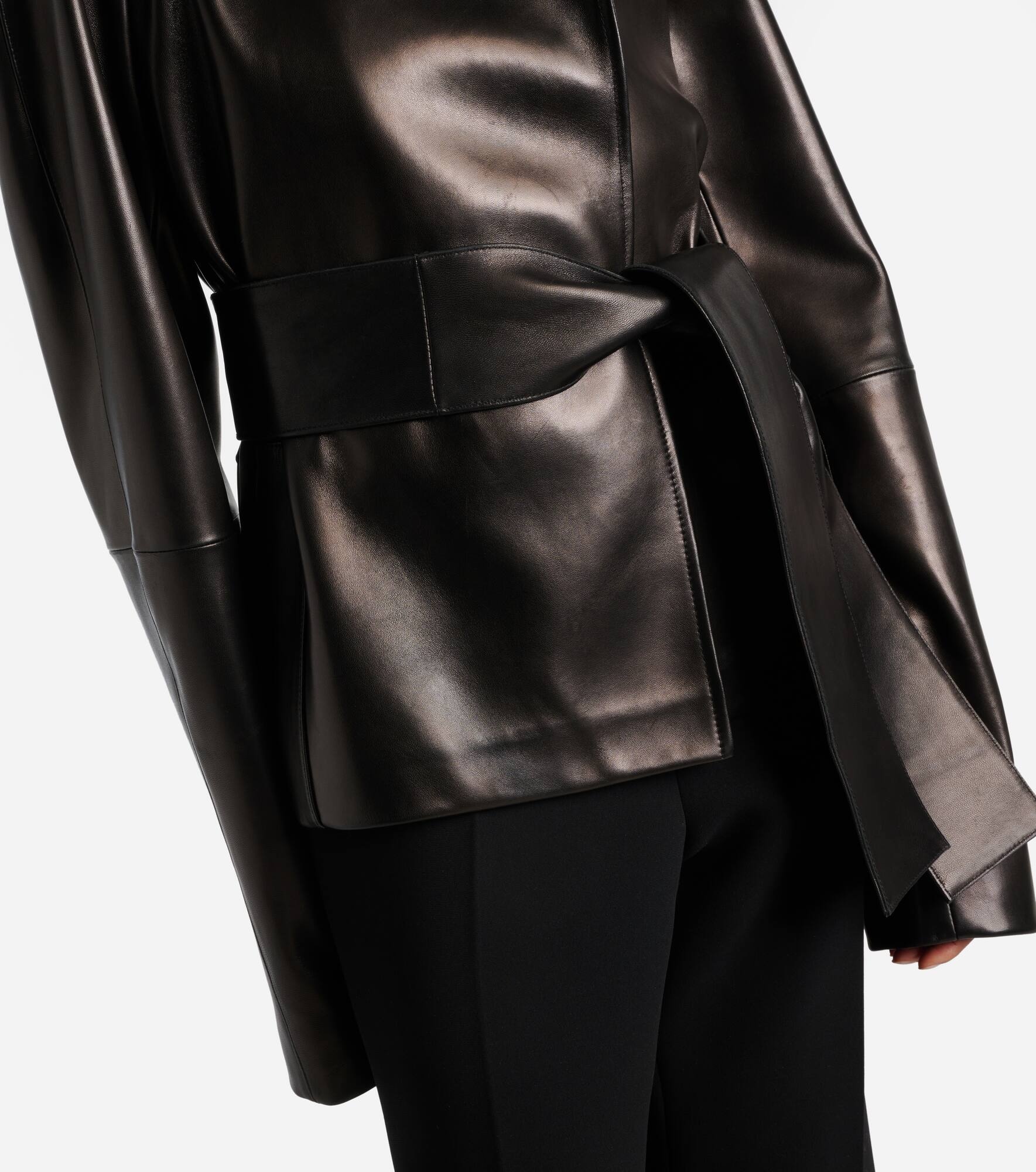 Edith belted leather jacket - 5