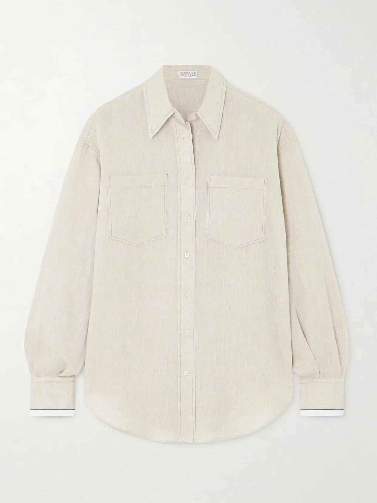 Bead-embellished Linen Shirt - 1