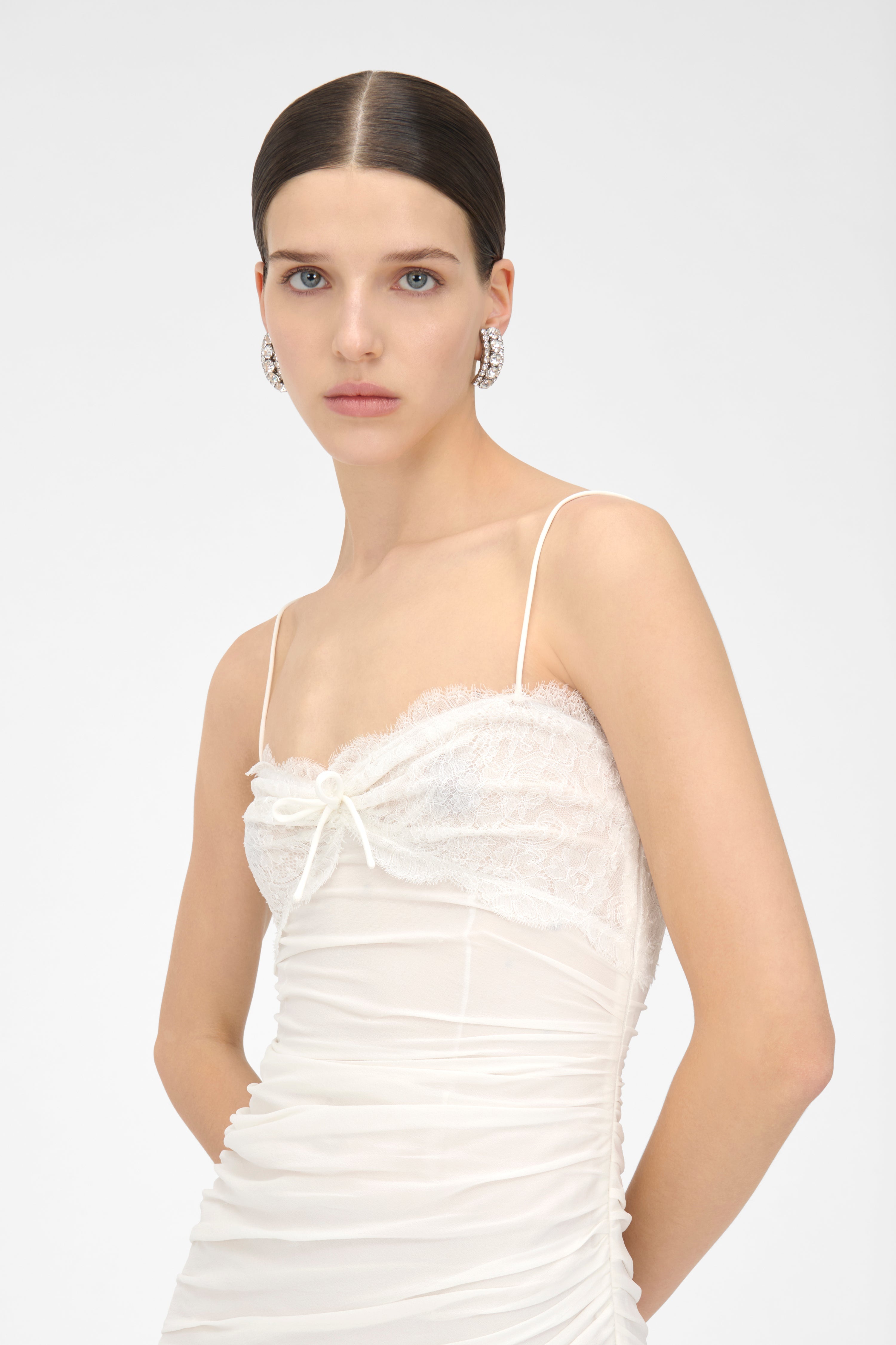 SILK AND LACE MINI DRESS - 6