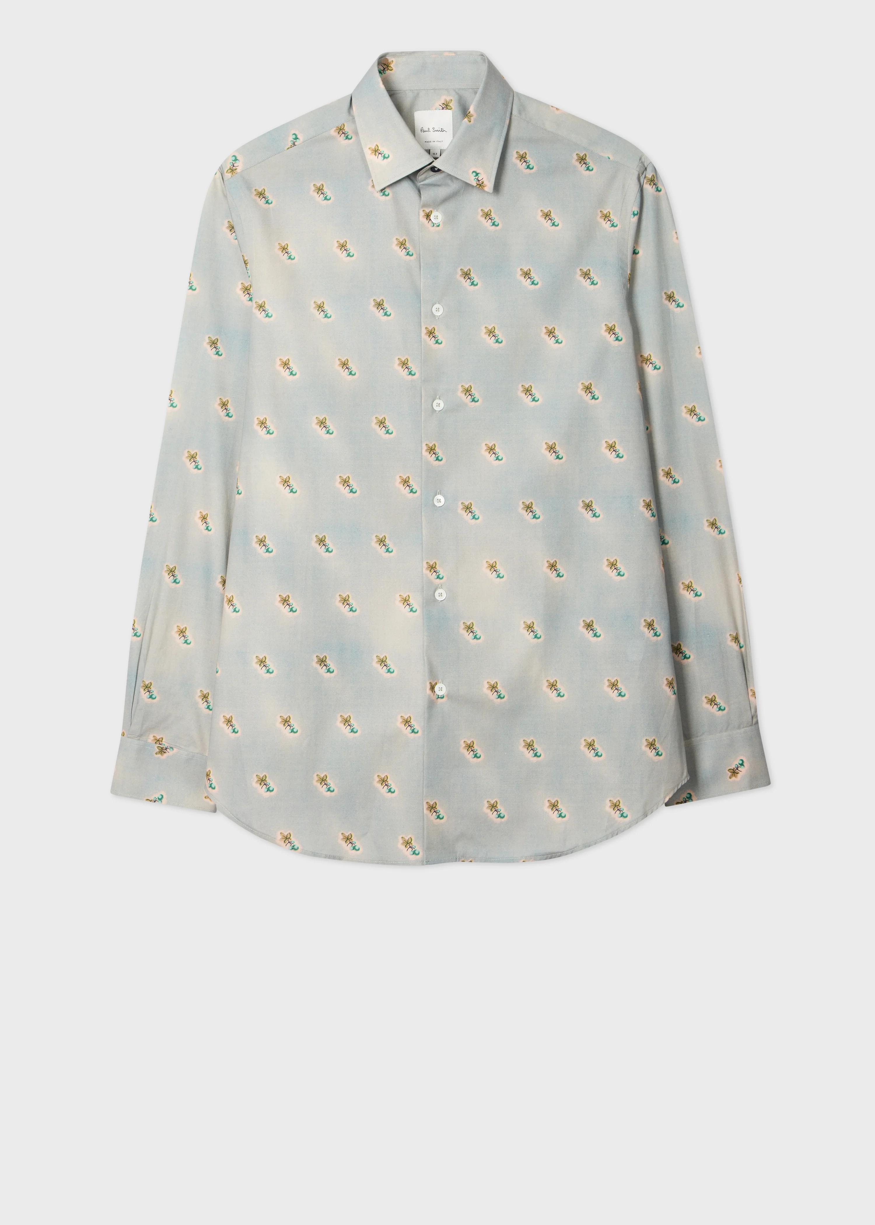 Tailored-Fit Blue 'Ditsy Fruit' Print Shirt - 1