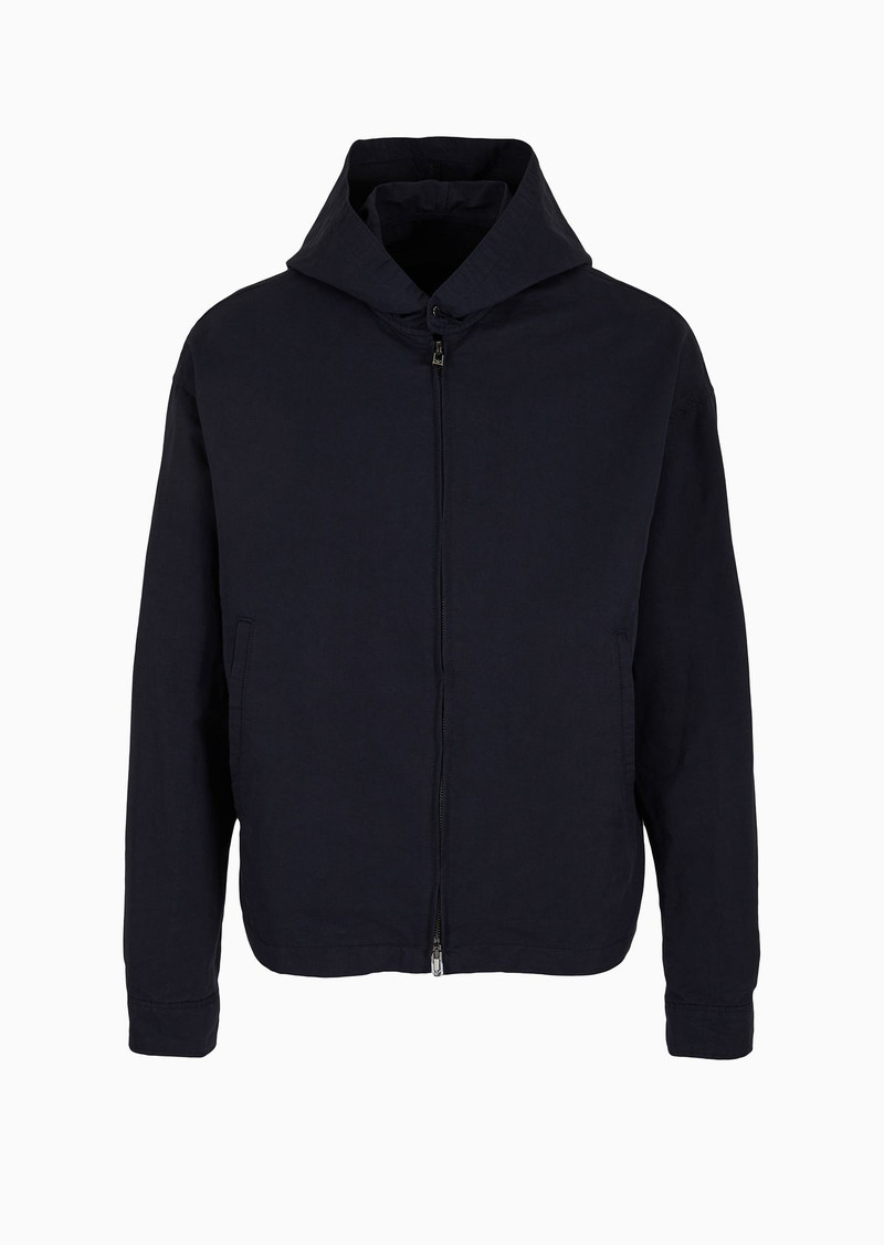 Hooded blouson in linen-blend twill 1