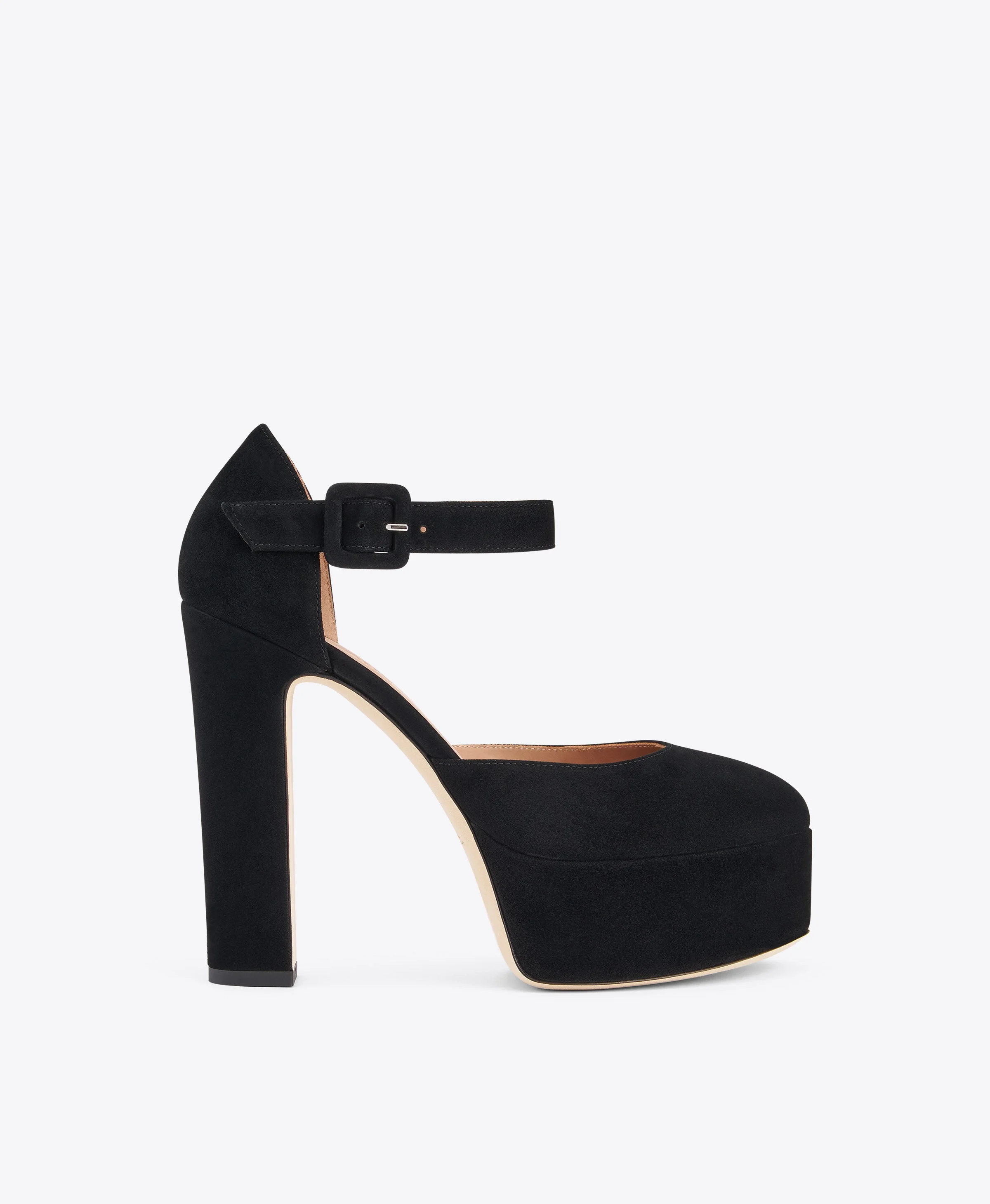 Leila 130 Black Suede Platform Pumps - 1