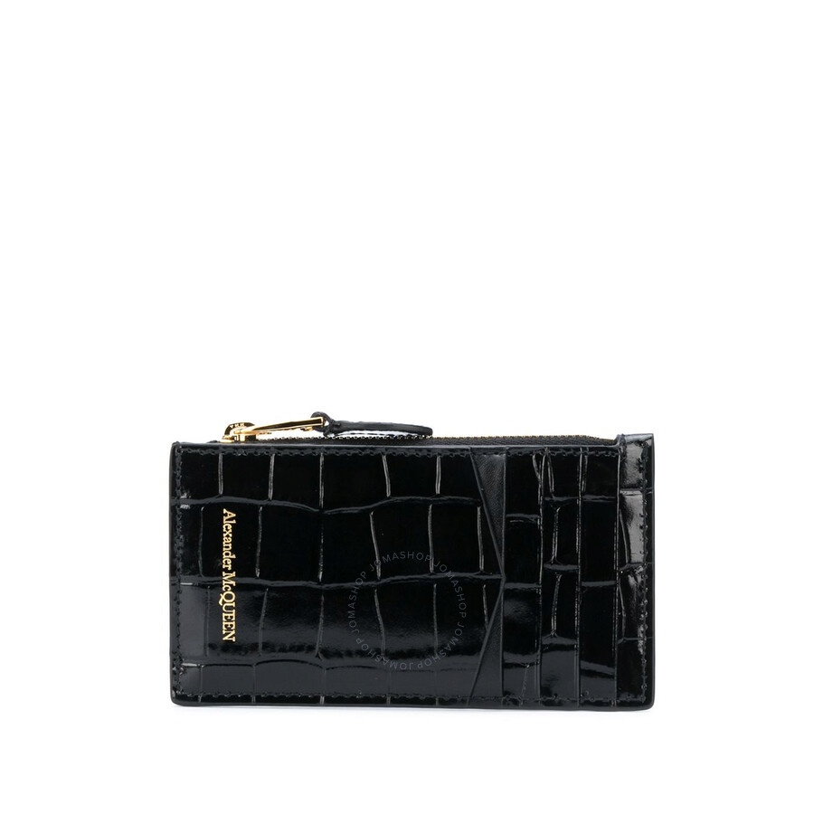 Alexander McQueen Ladies Skull Zip Card Holder in Black - 2