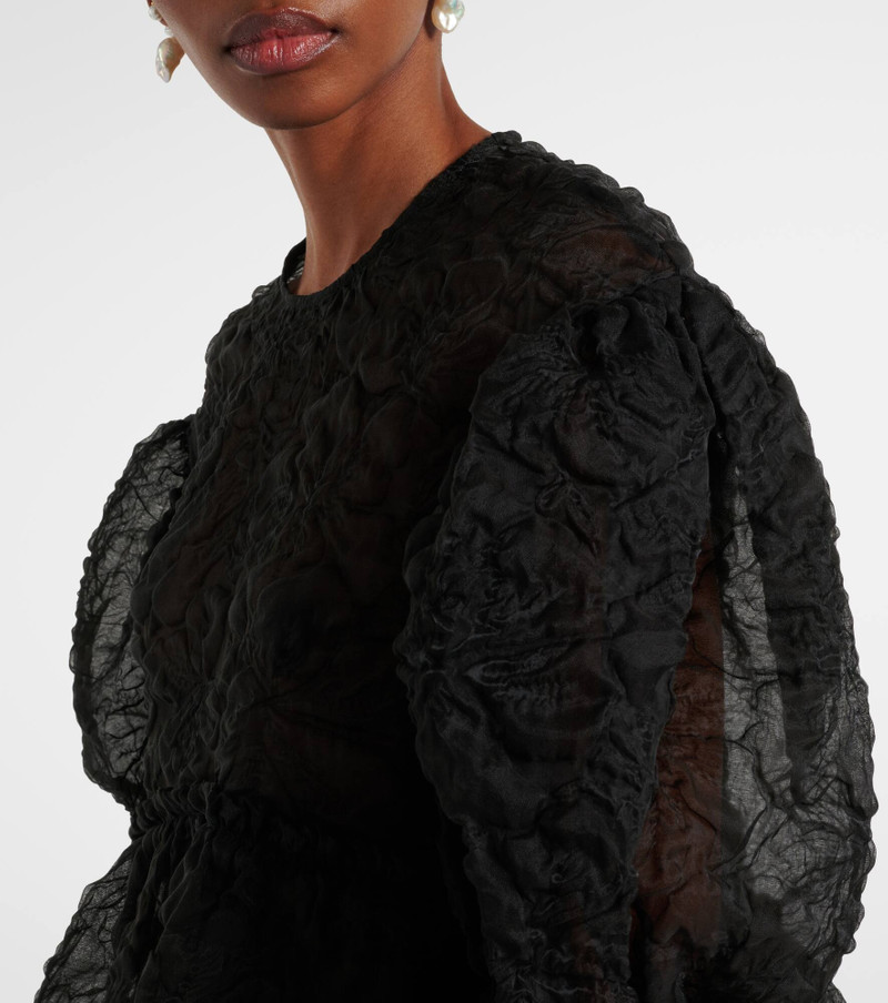 Gathered puff-sleeve midi dress 5
