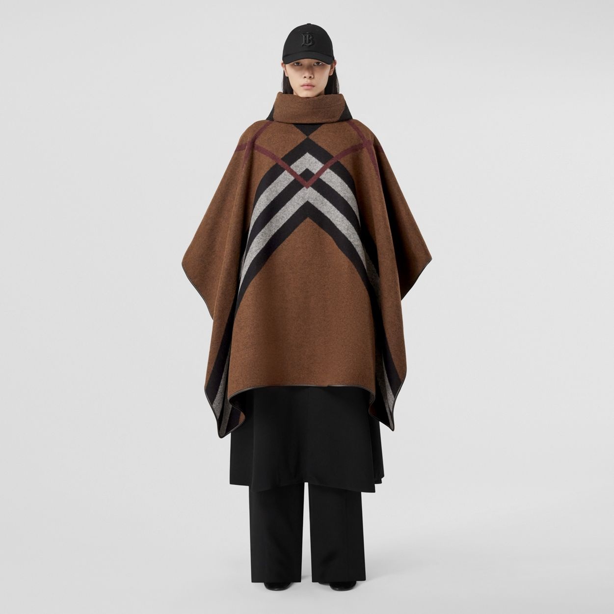 Chevron Check Cashmere Jacquard Poncho - 2