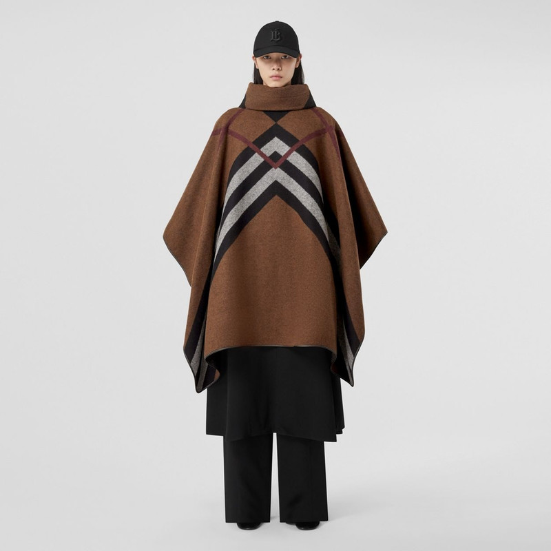 Burberry Chevron Check Cashmere Jacquard Poncho outlook