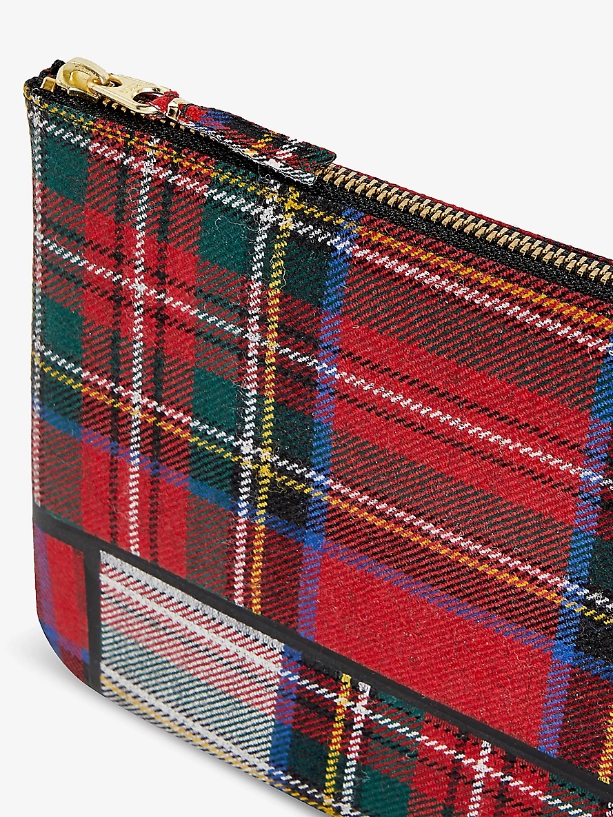 Tartan-print rectangular wool pouch - 2