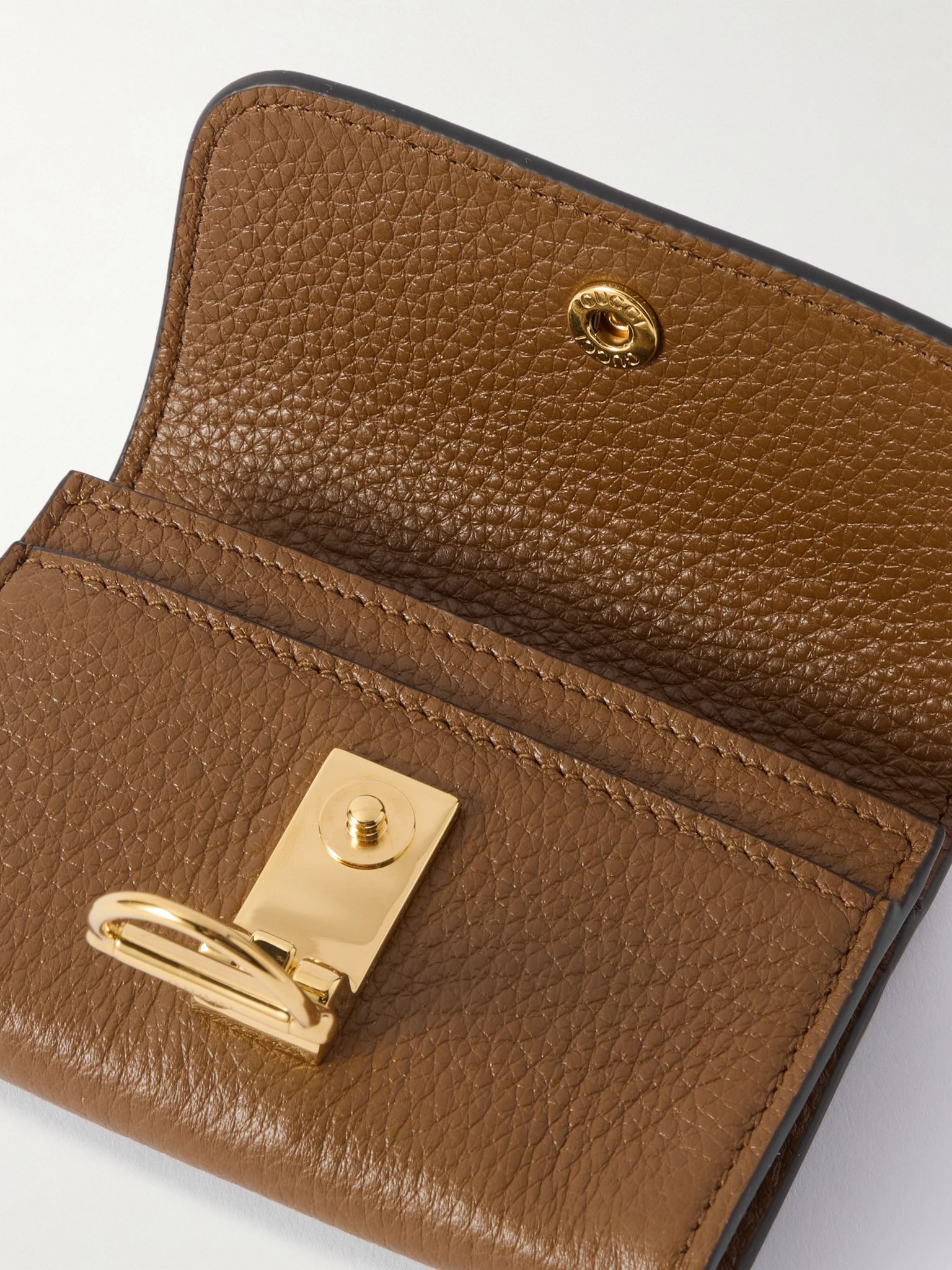 Softbit textured-leather cardholder Brown - 5