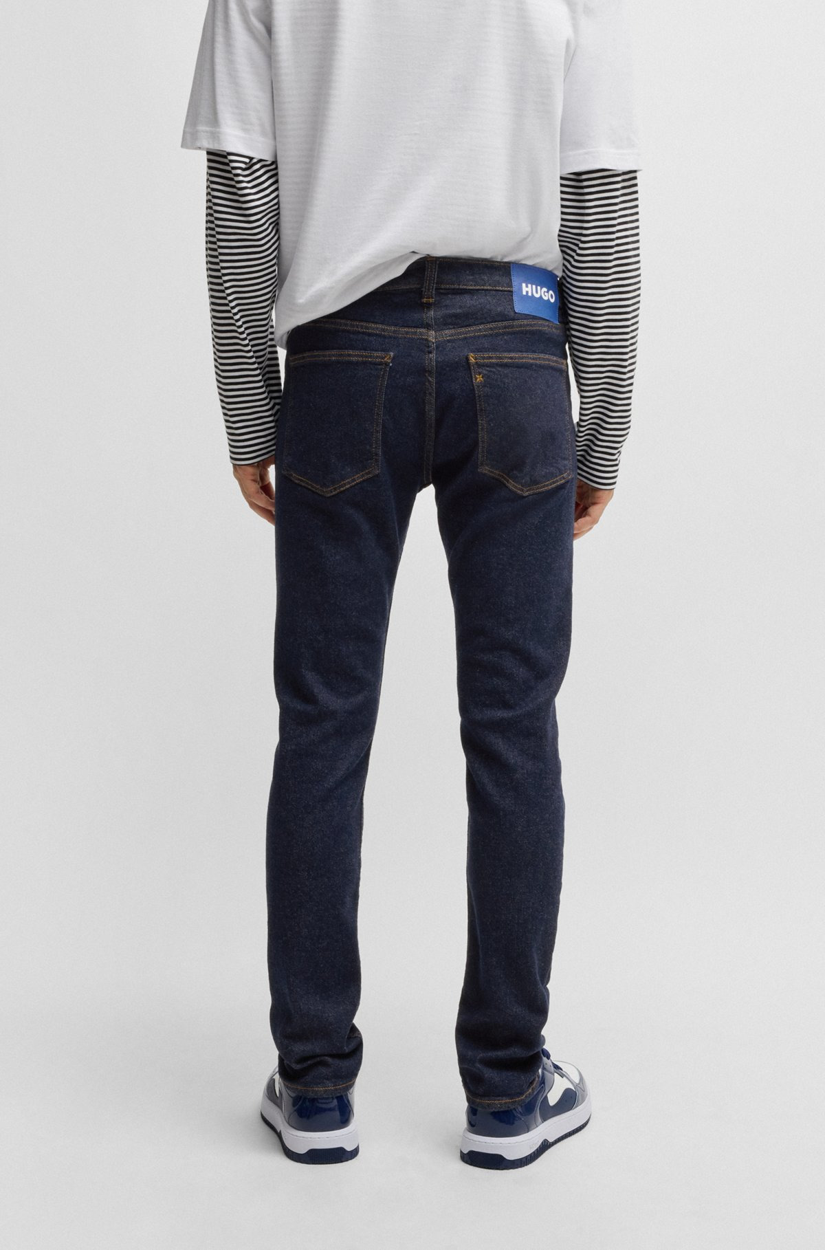 EXTRA-SLIM-FIT JEANS IN DARK-BLUE STRETCH DENIM - 4