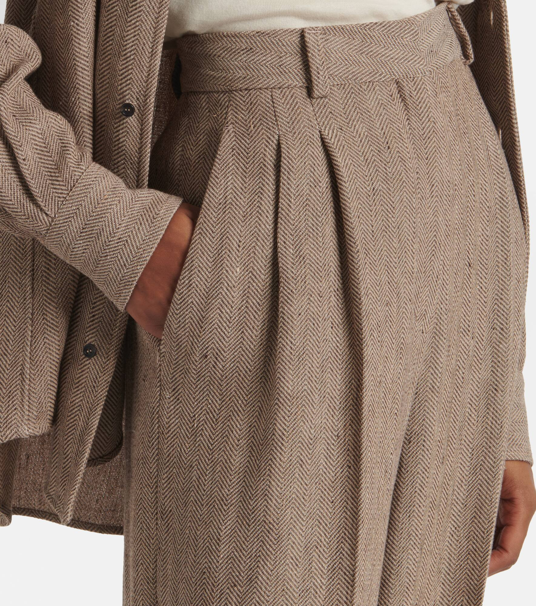 Nyack chevron linen crêpe wide-leg pants - 4