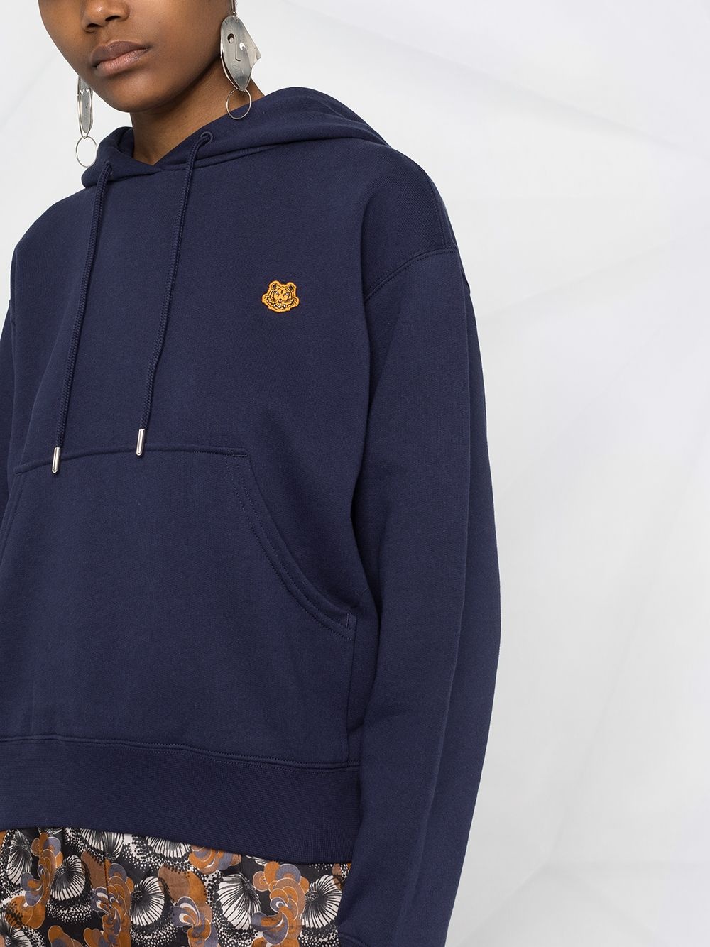 tiger patch cotton hoodie - 5