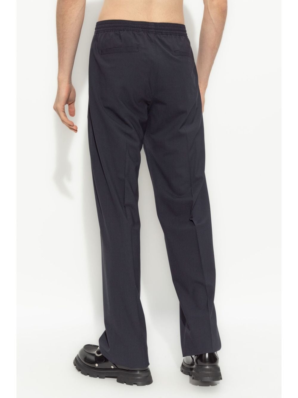 elasticated-waist straight-leg trousers - 4