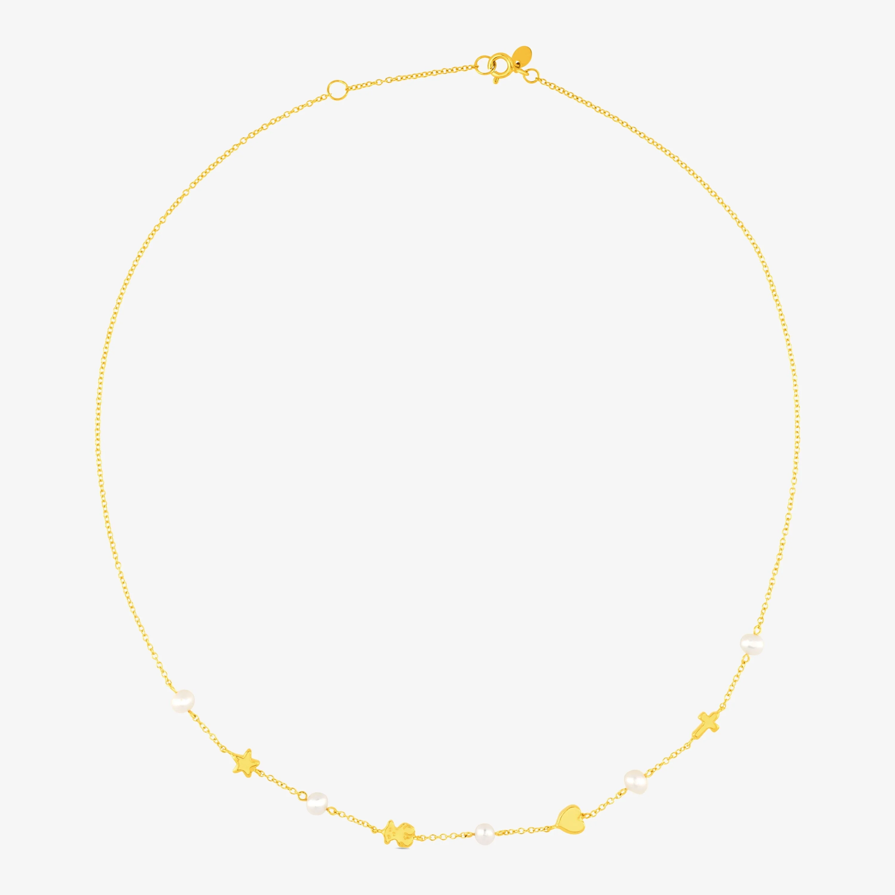 18K solid gold Sweet Dolls Necklace with Pearl - 1