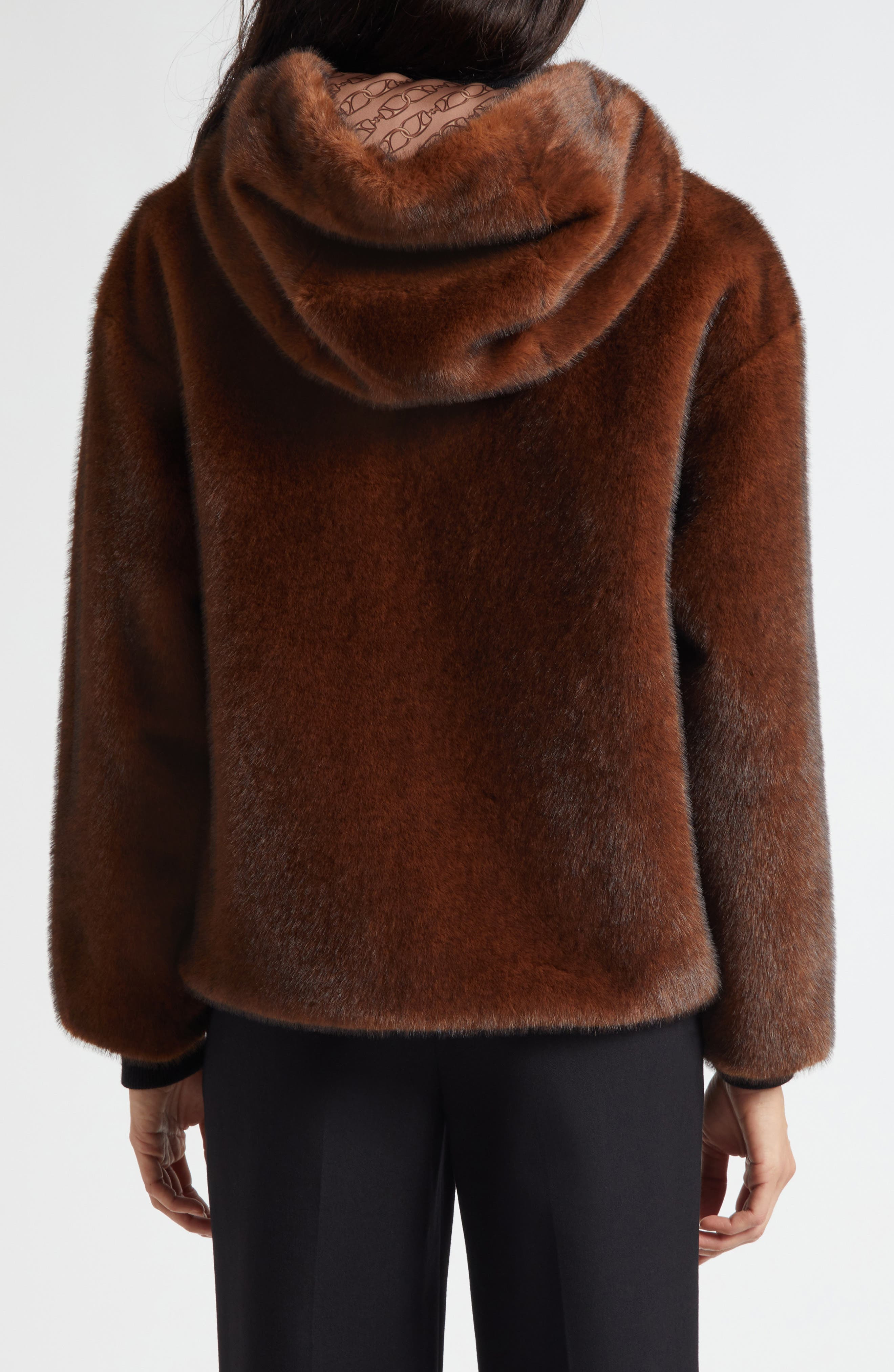 Herno Mink Faux Fur Hooded Blouson Jacket in Marrone Scuro at Nordstrom - 2