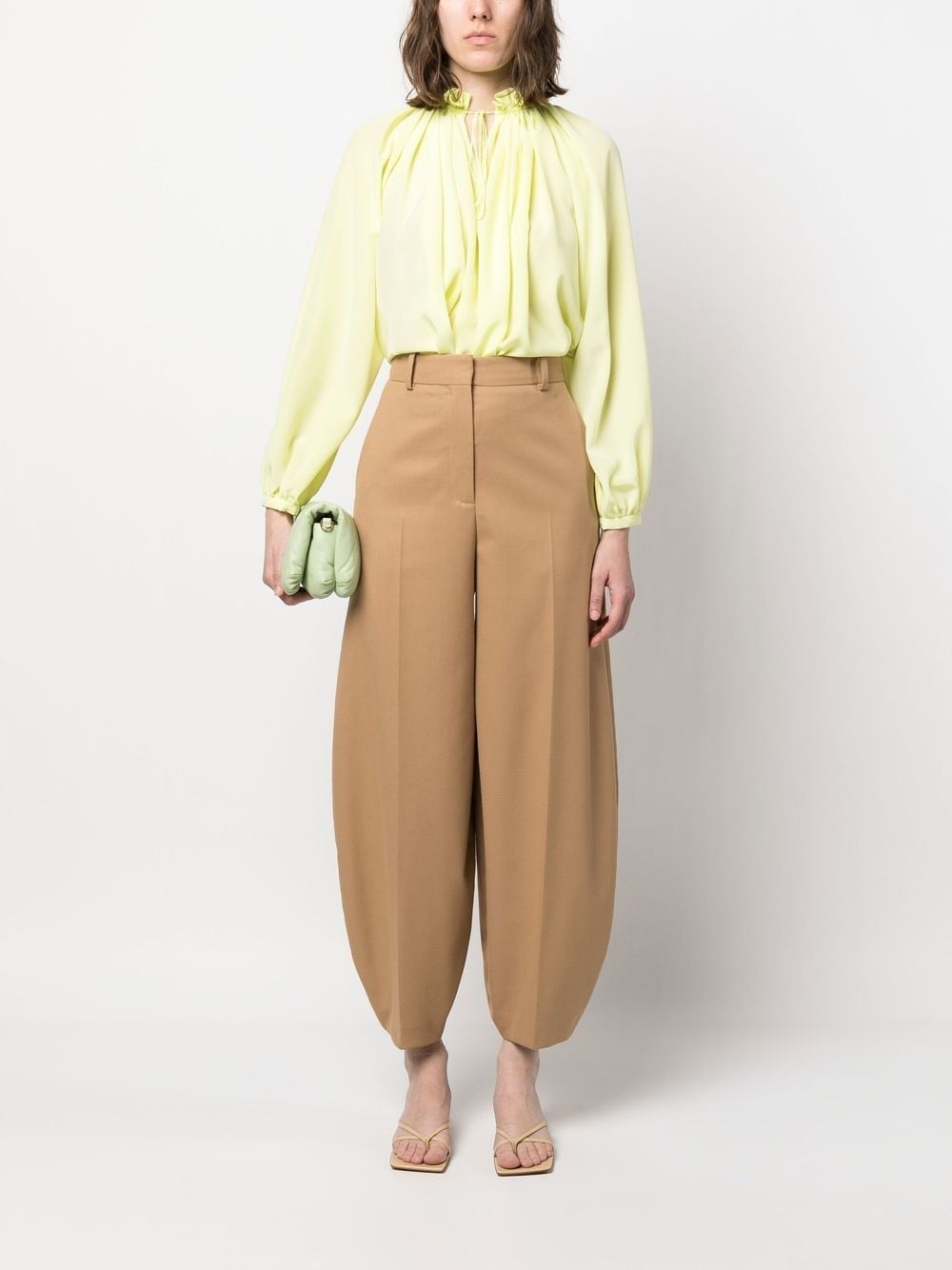 pleated-neckline silk blouse - 2