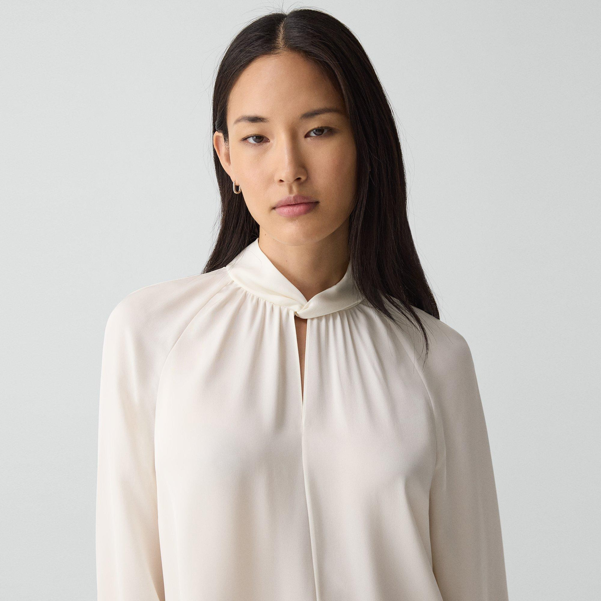 Twist Neck Top in Silk Georgette - 4