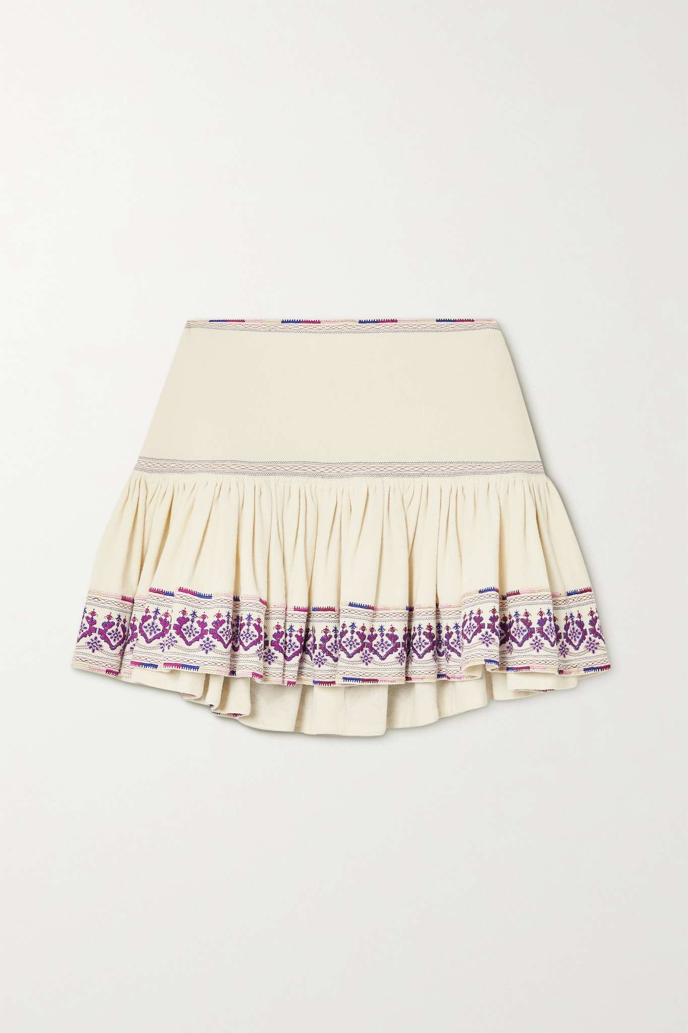 Tyruss ruffled embroidered cotton-jacquard mini skirt - 1