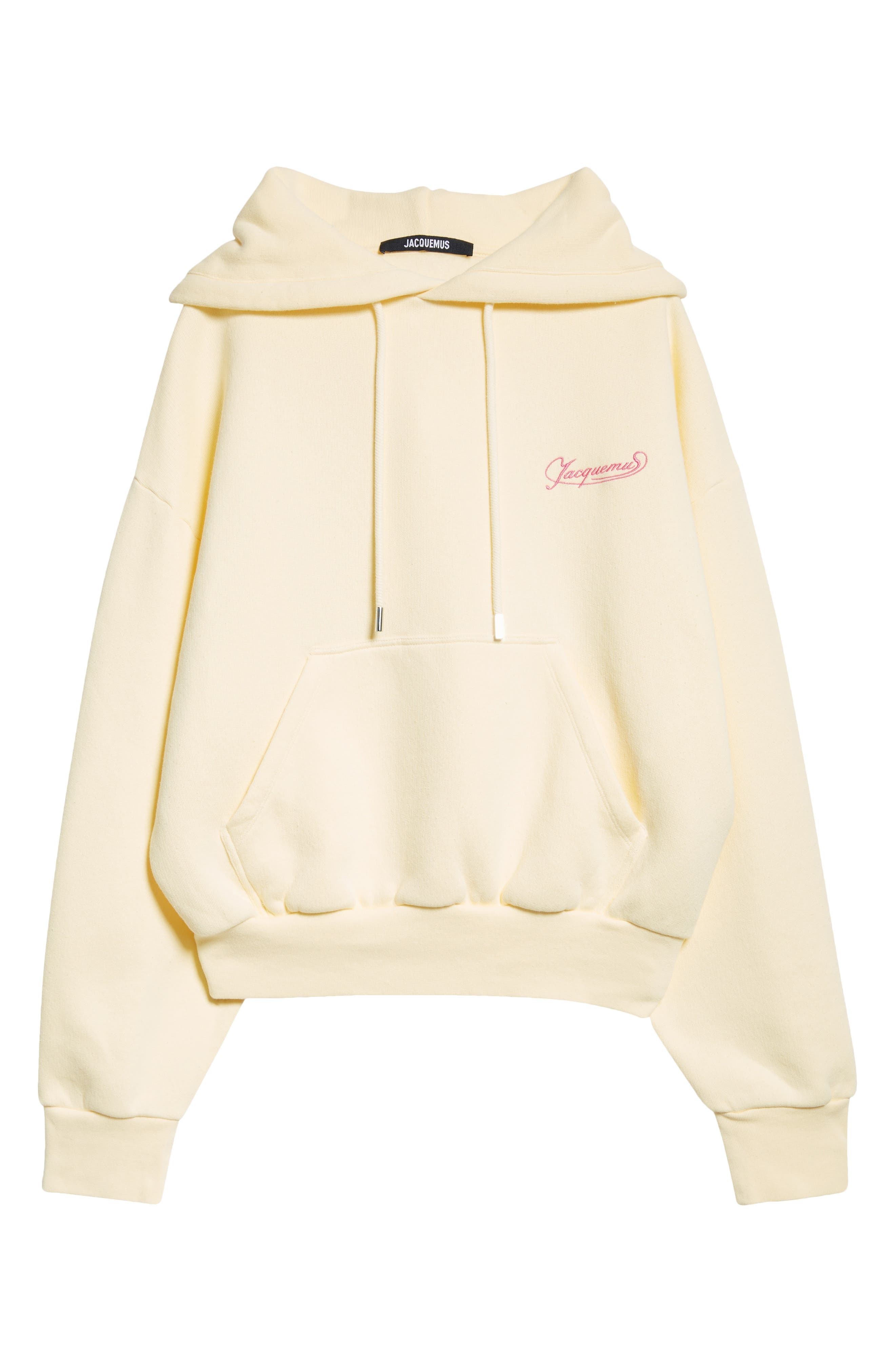 Jacquemus Le Hoodie Corto Embroidered Cotton Fleece Hoodie in Uni Club Beige at Nordstrom - 5