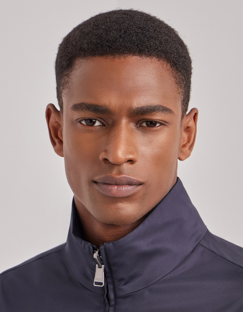 CARAMEL MIXED-MATERIAL ULTRALIGHT SUEDE BOMBER JACKET WITH KNIT INSERTS 87