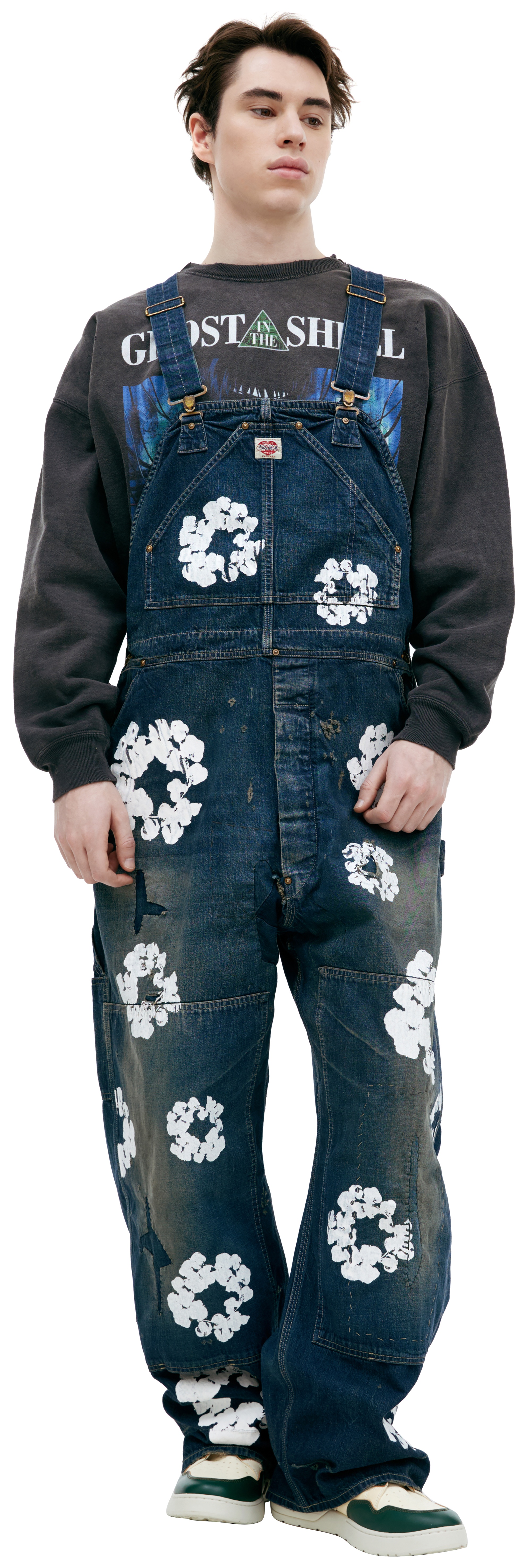 DENIM JUMPSUIT WITH FLOWERS - 1