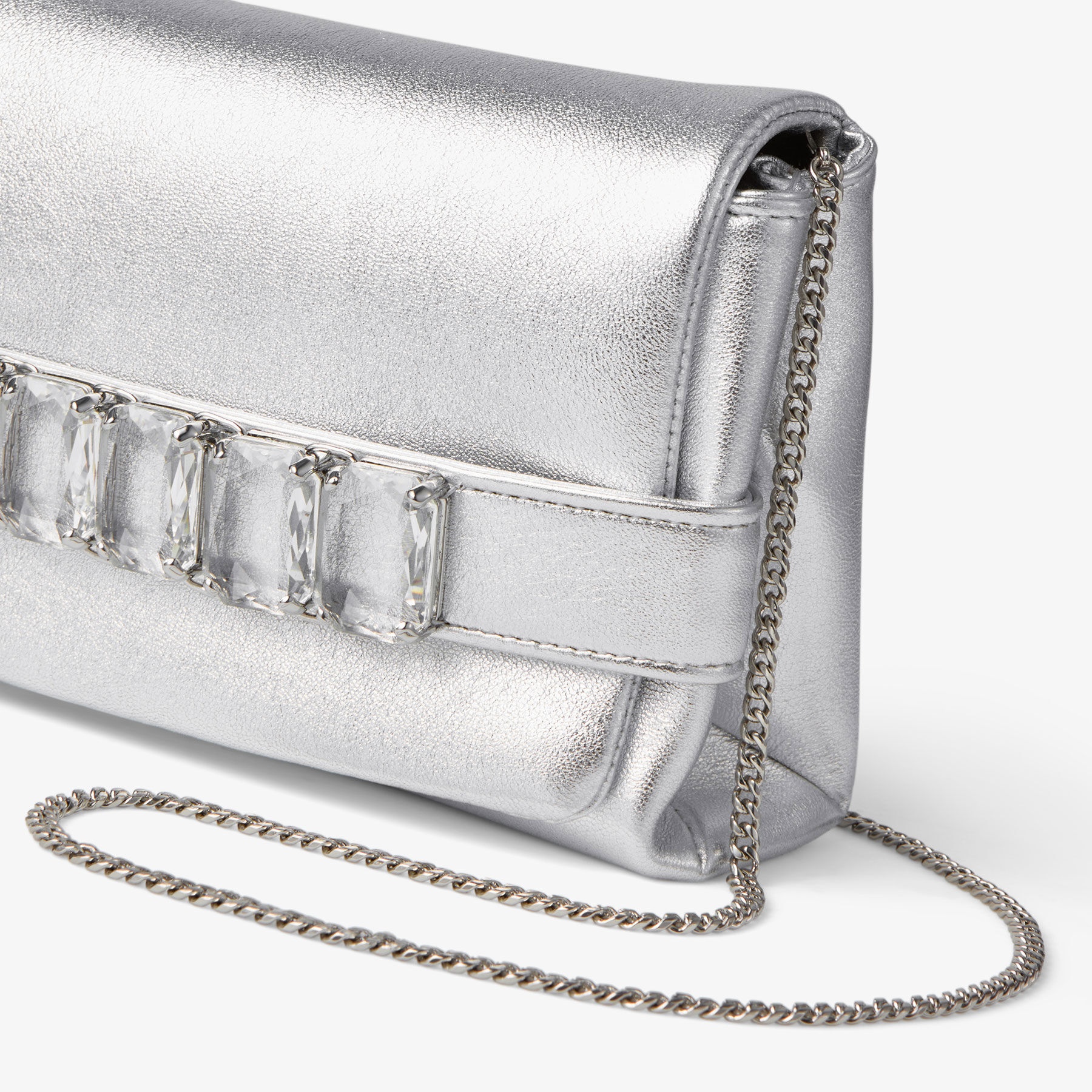 Kya
Silver Metallic Nappa Leather Clutch Bag - 4