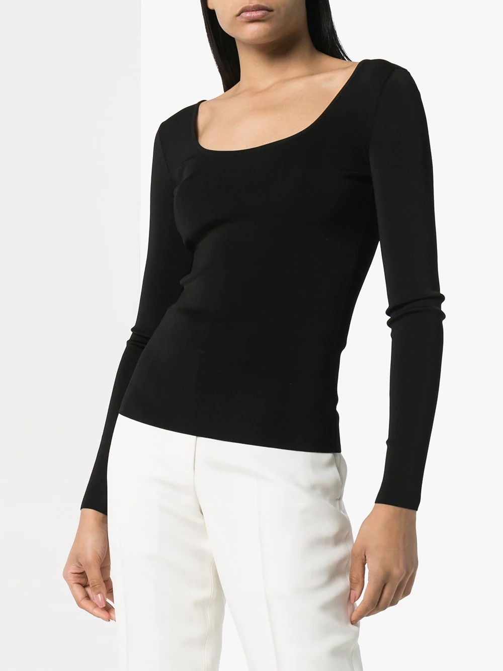 scoop-neck long-sleeve top - 2