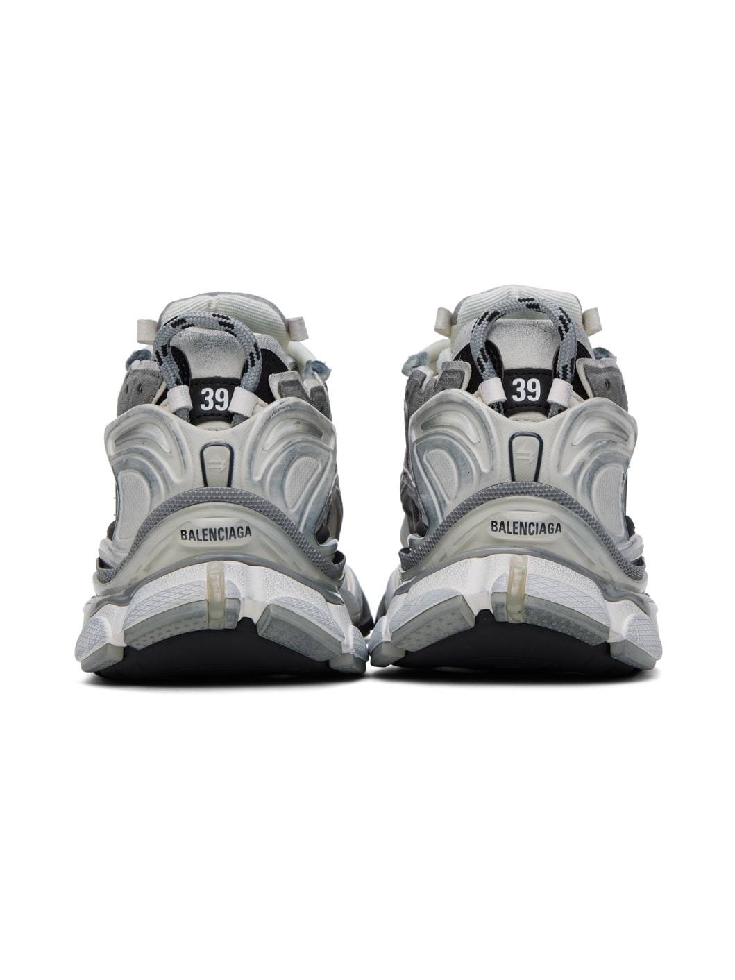 Gray & White Runner Sneakers - 2