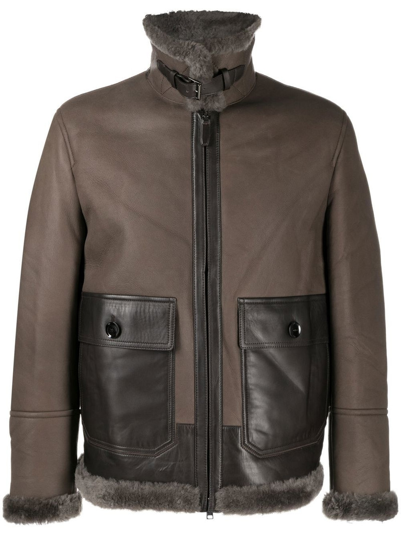 shearling panelled lambskin jacket 1