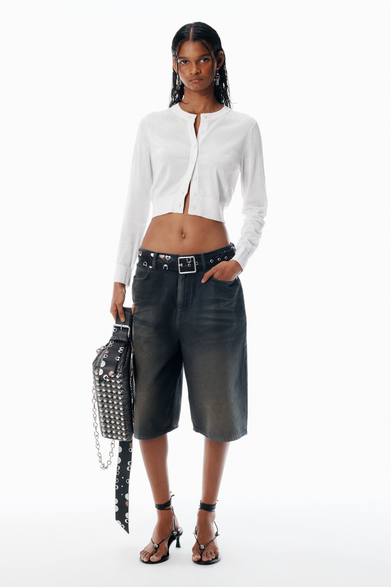 Alexander Wang Cropped Cardigan in Clear Bead Hotfix outlook