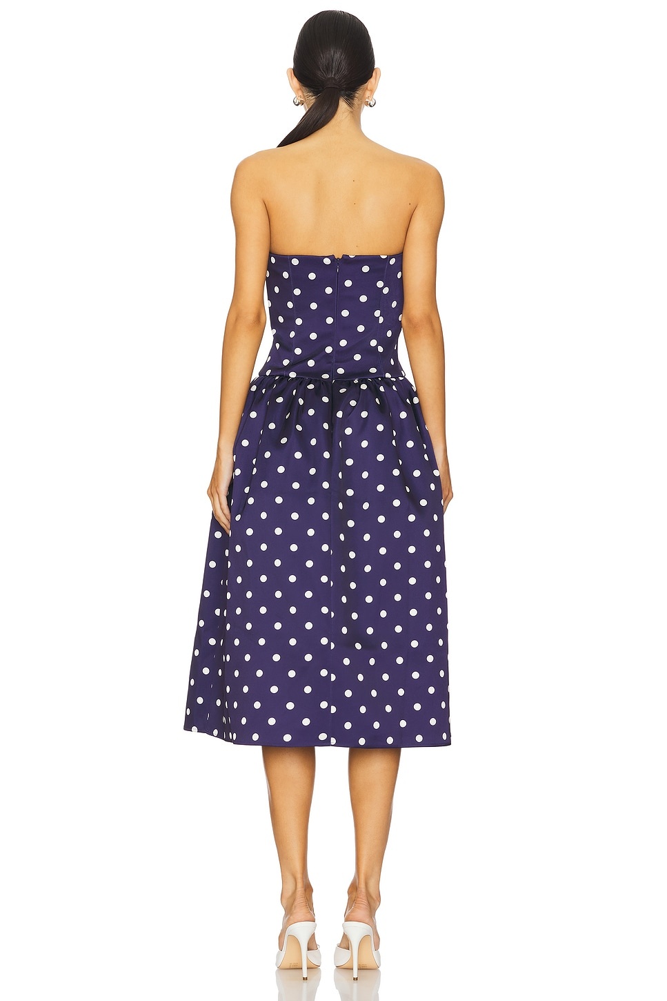Polka Dot Satin Midi Dress - 3