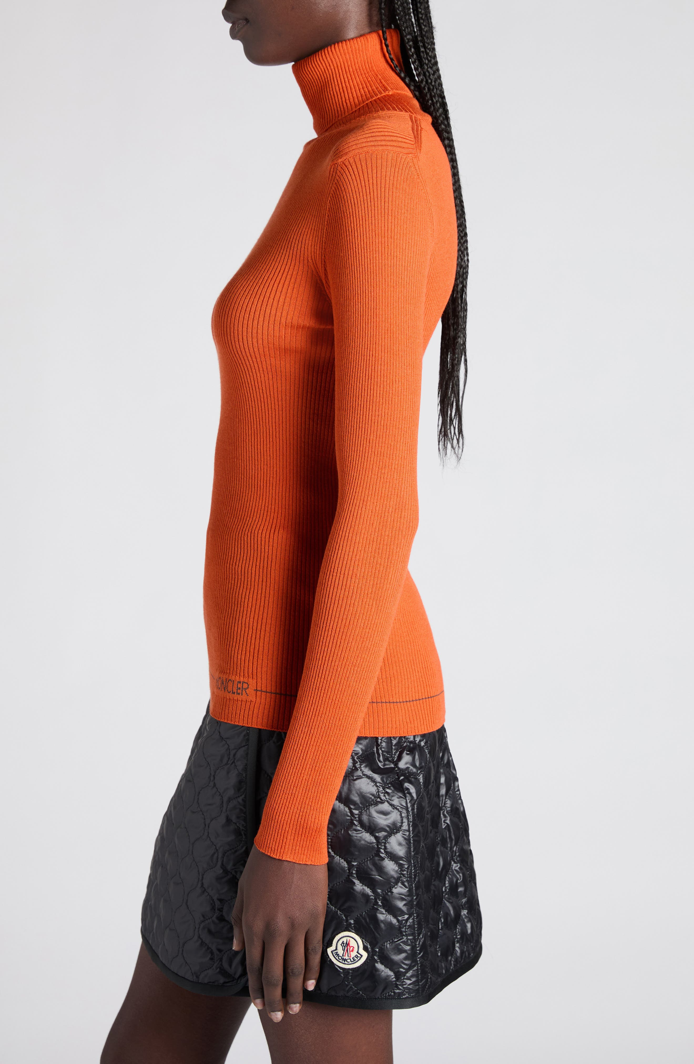 Moncler Virgin Wool Turtleneck Sweater in Vibrant Orange at Nordstrom - 3