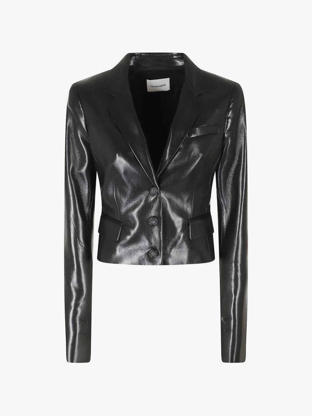 glossy-finish cropped jacket - 1