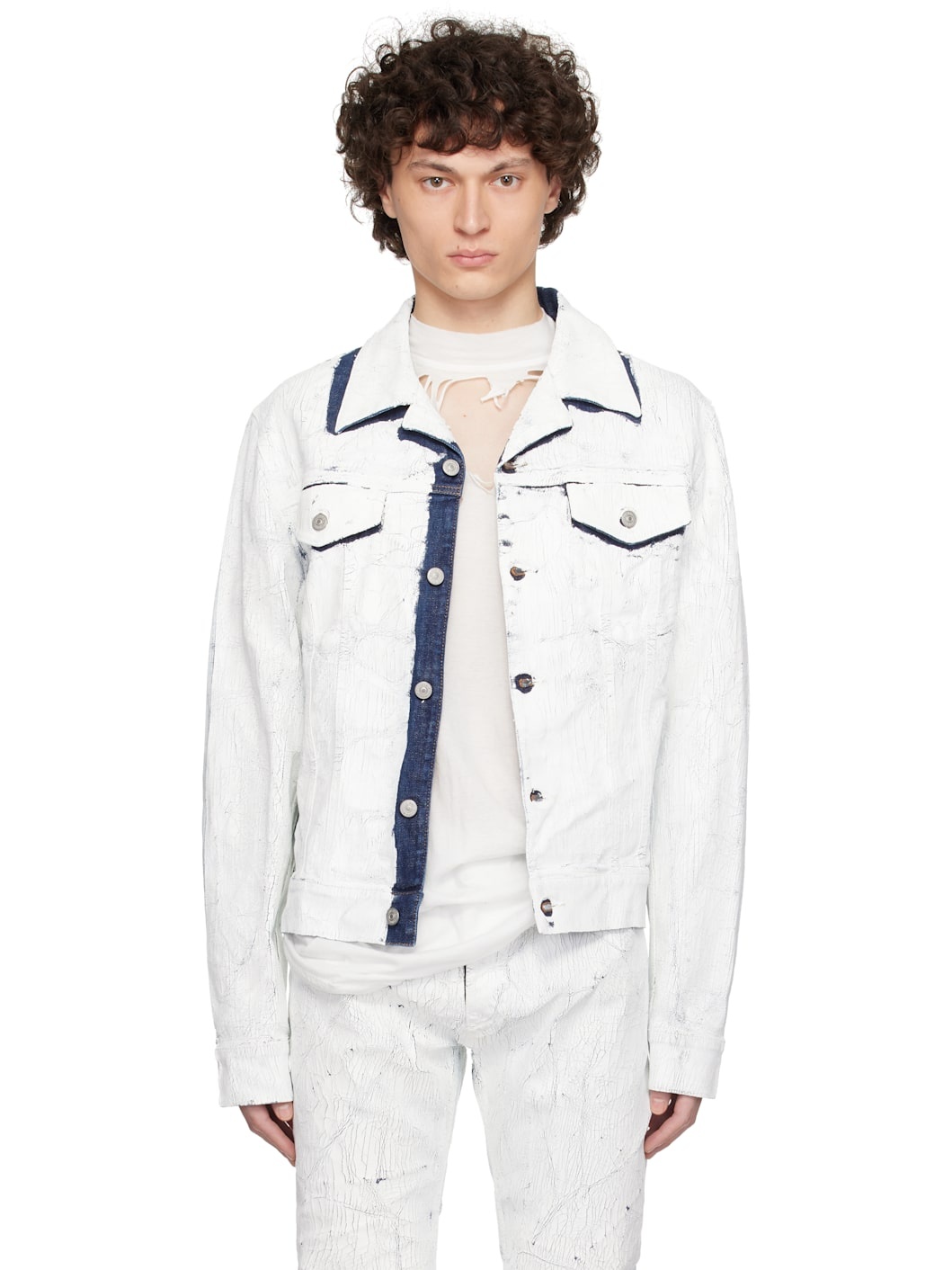 White Sports Denim Jacket - 1