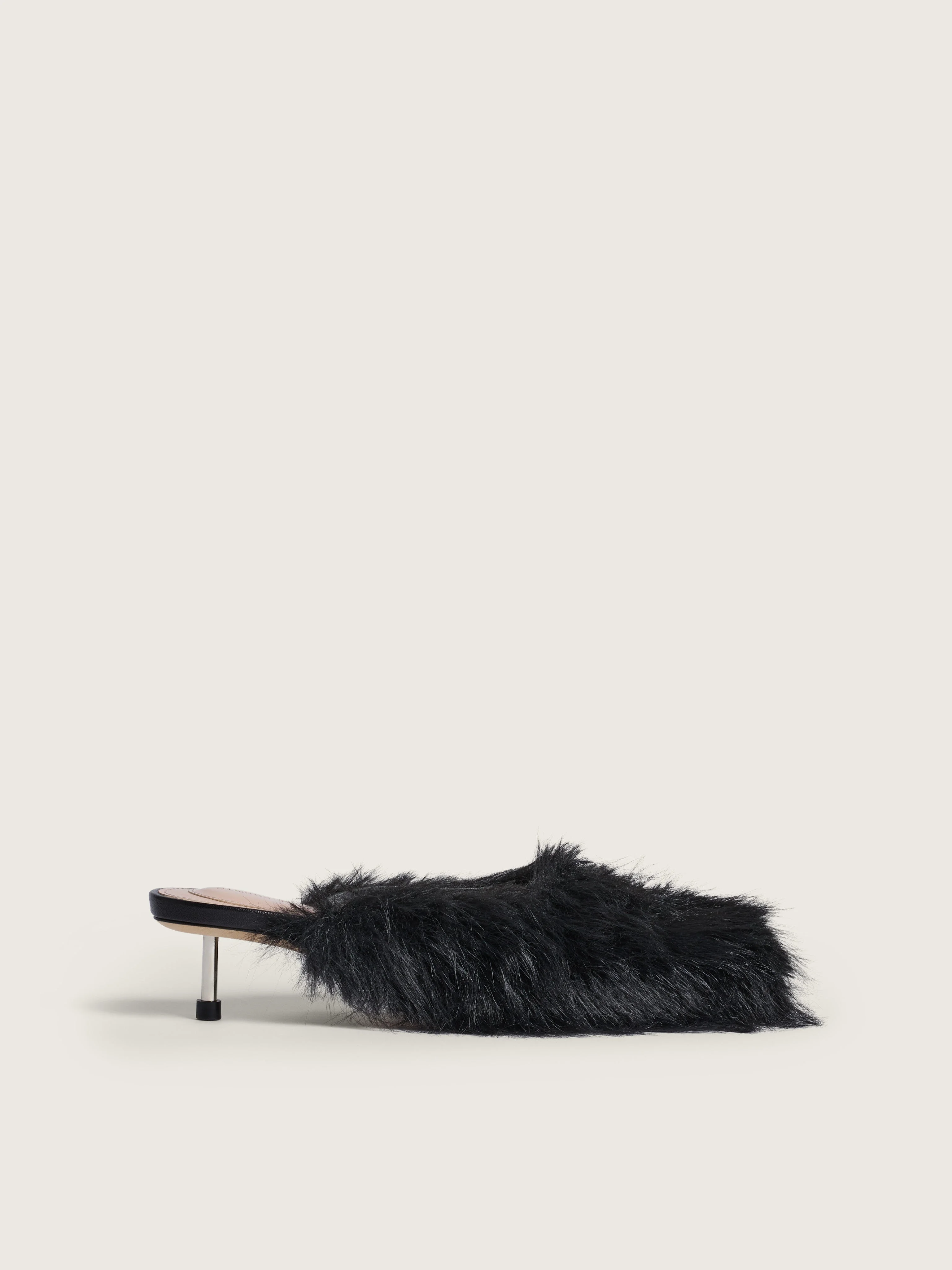 Faux Fur Mule Heel - 1