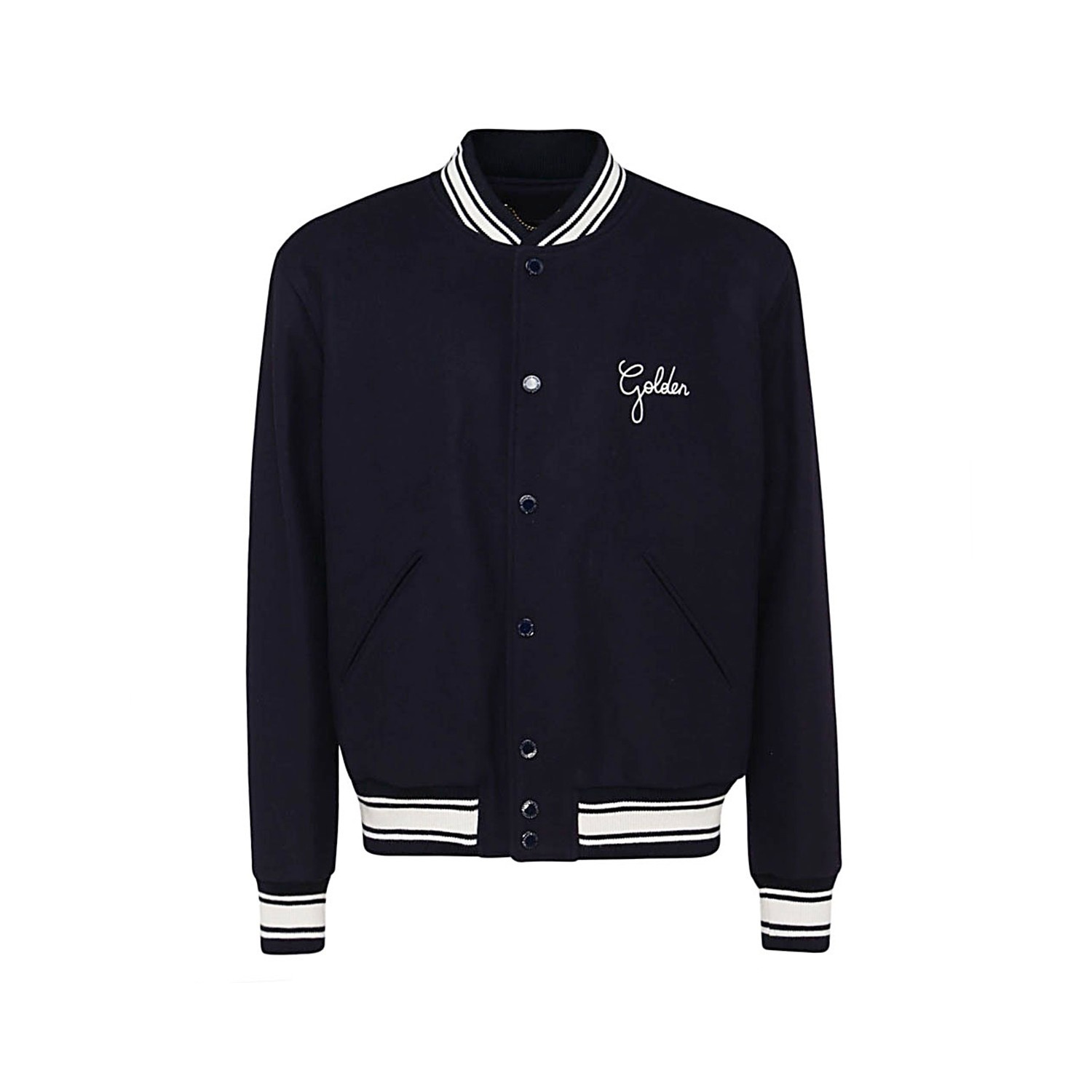DARK BLUE AND WHITE COTTON CASUAL JACKET - 1