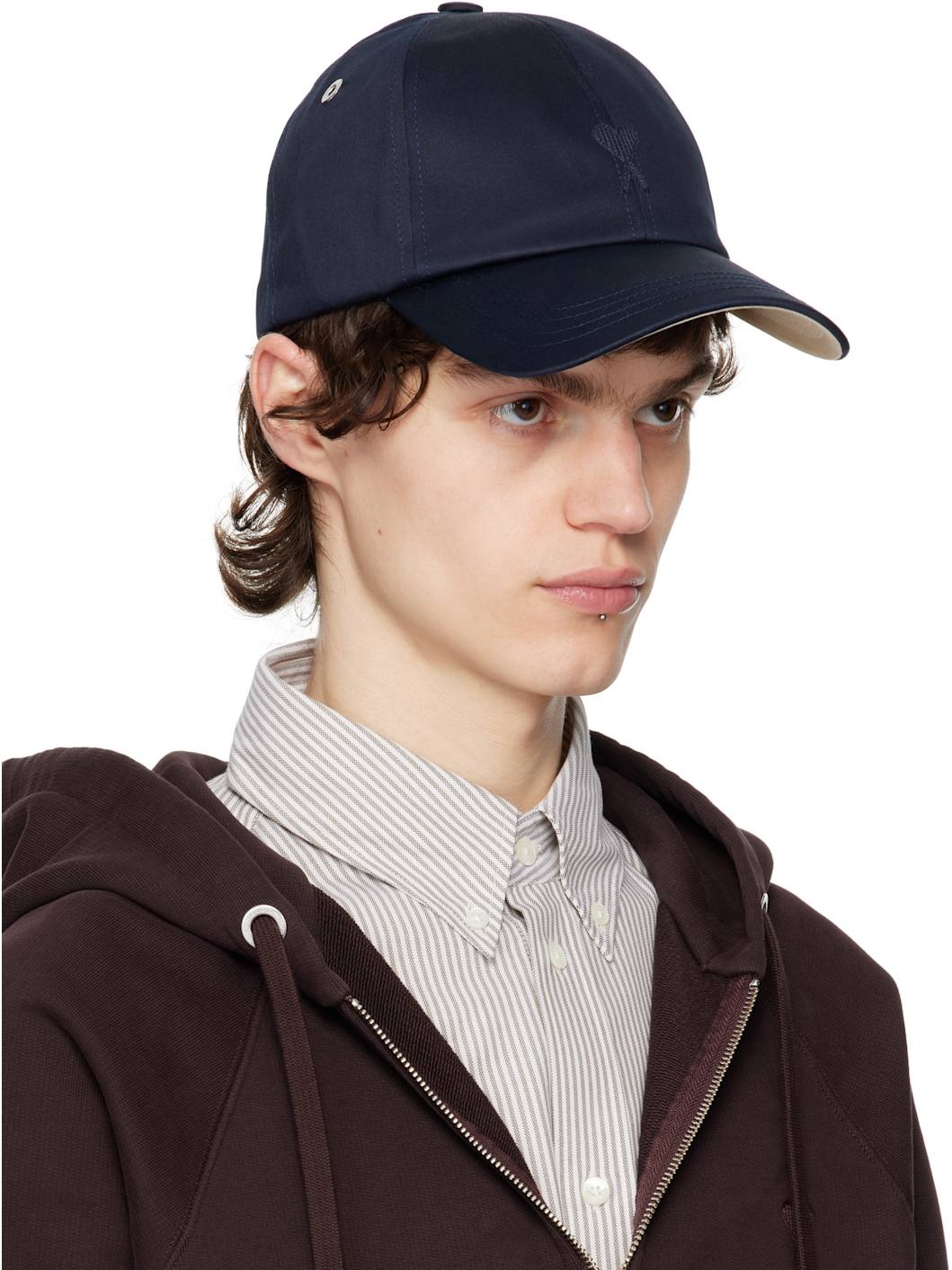 Navy Cotton Ami de Coeur Embroidery Cap - 2
