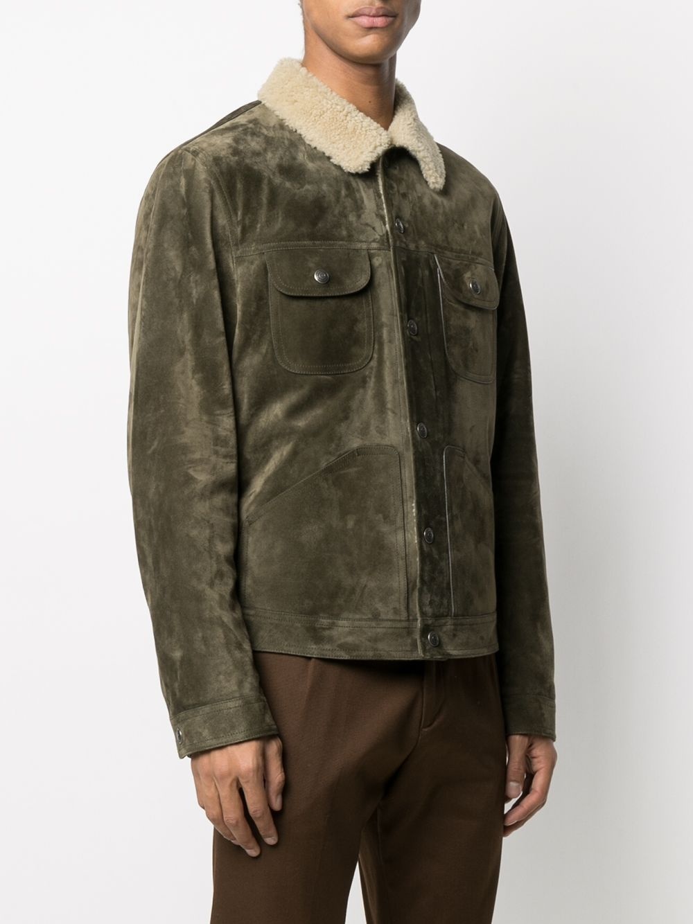 shearling-collar trucker jacket - 3