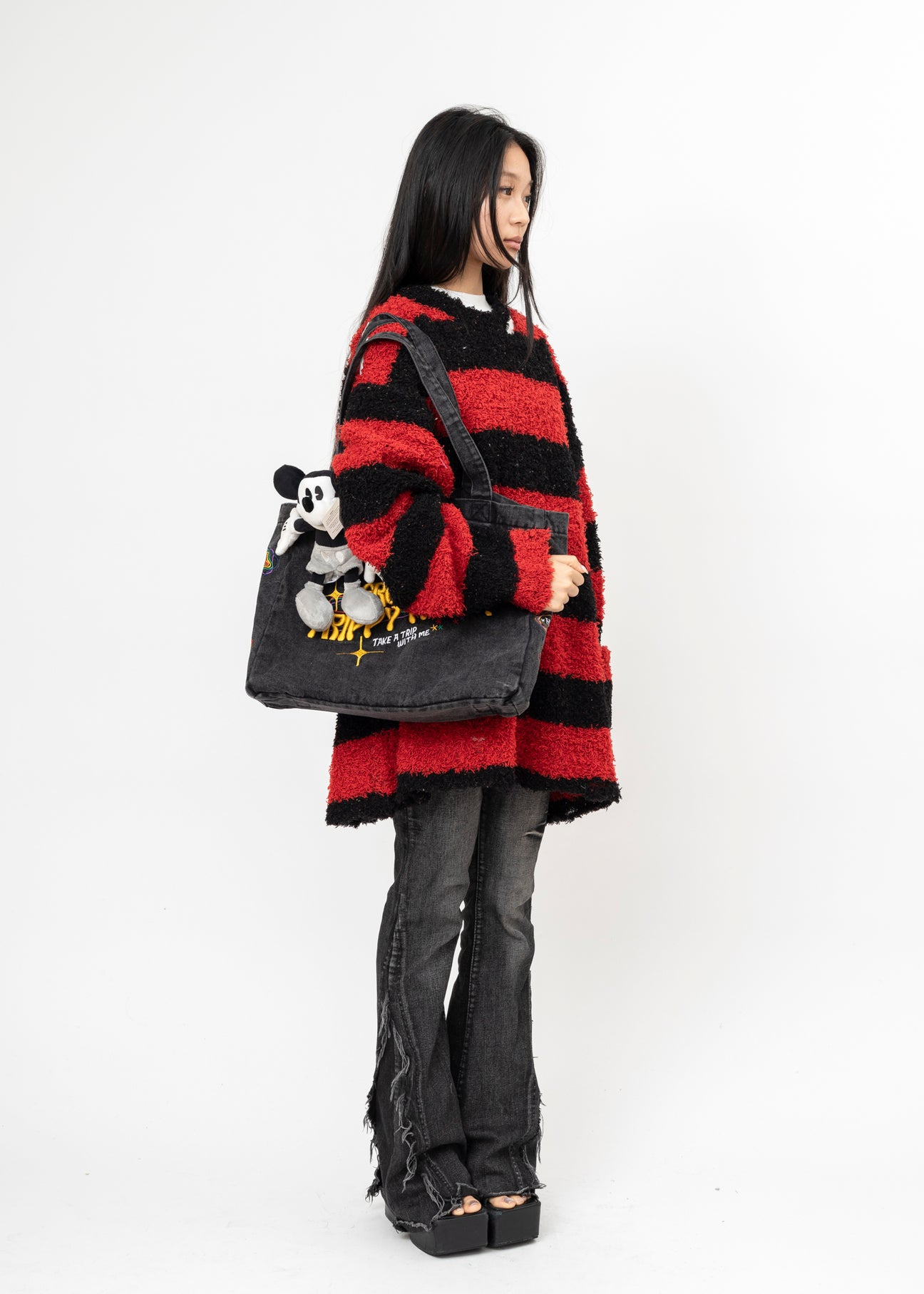 BLACK AND RED DOUBLET RECYCLED WOOL STRIPE KNIT - 5