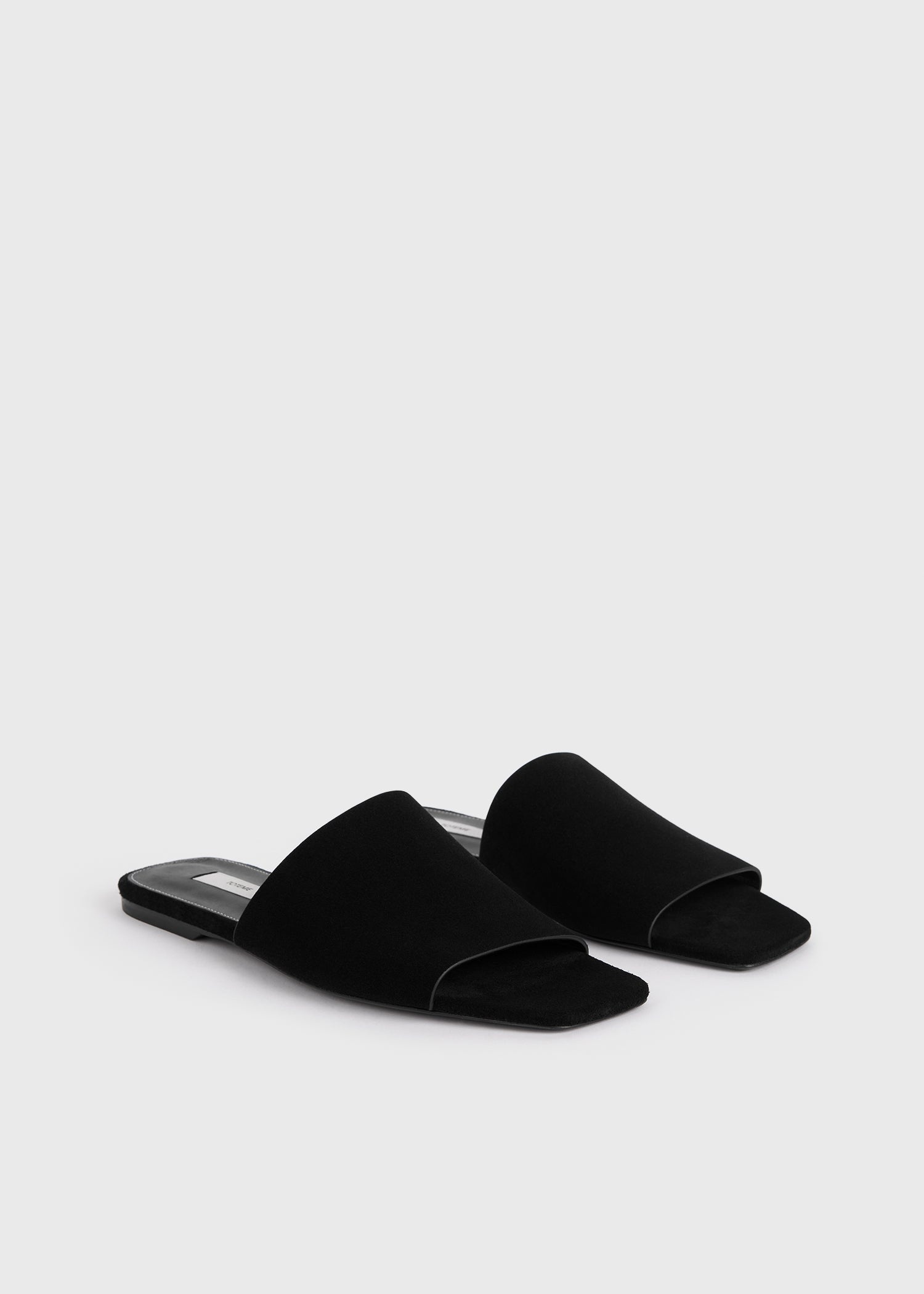 Velour-leather bandeau slides black - 7