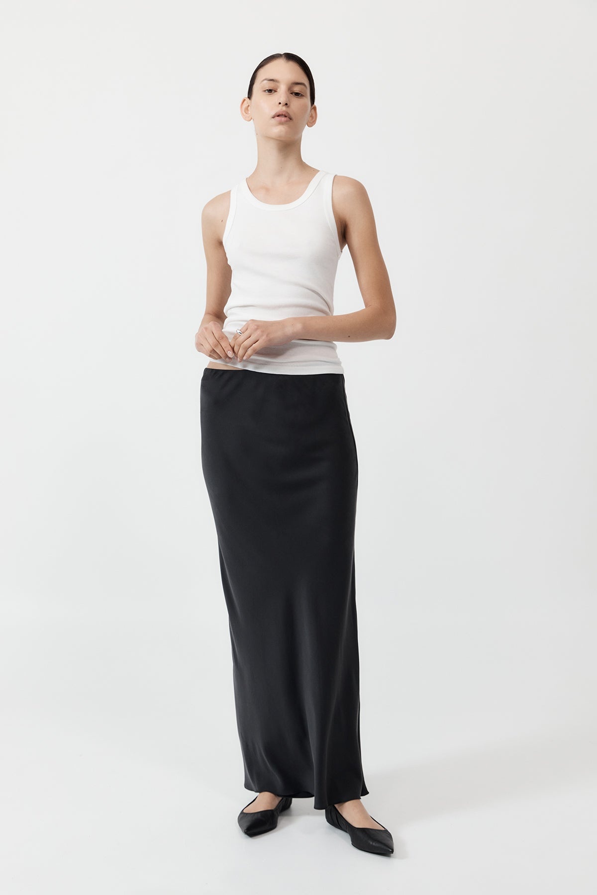 Bias Slip Skirt - Black - 2