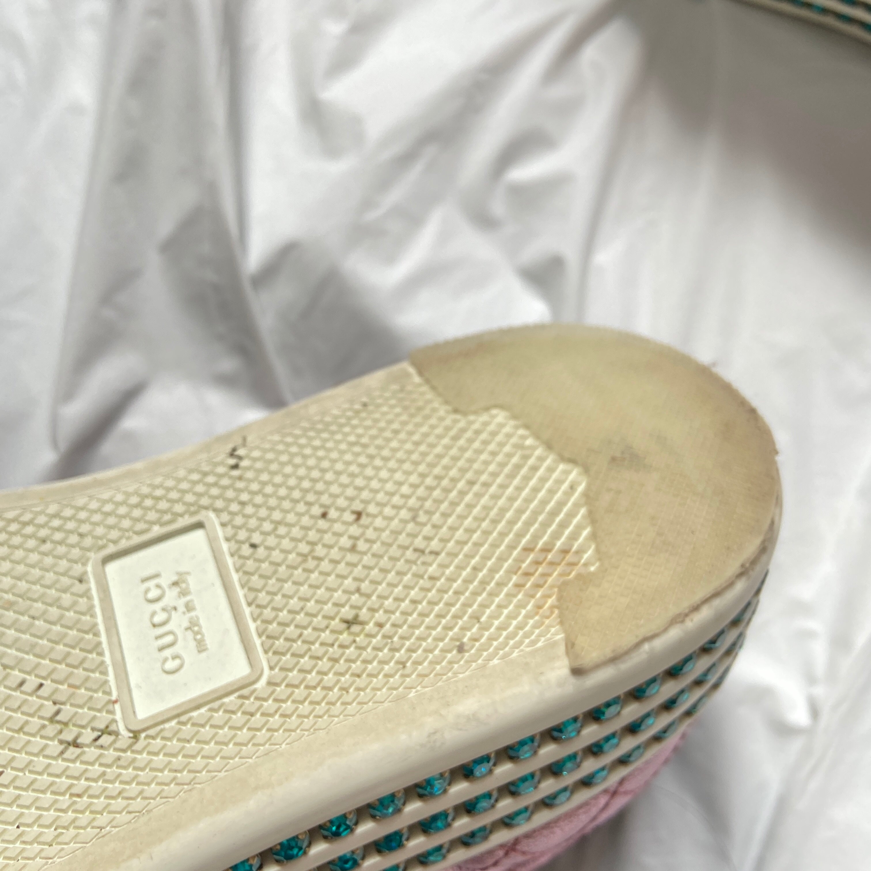 Gucci Swarovski crystal embellished pink platform ace sneaker 37.5 - 11
