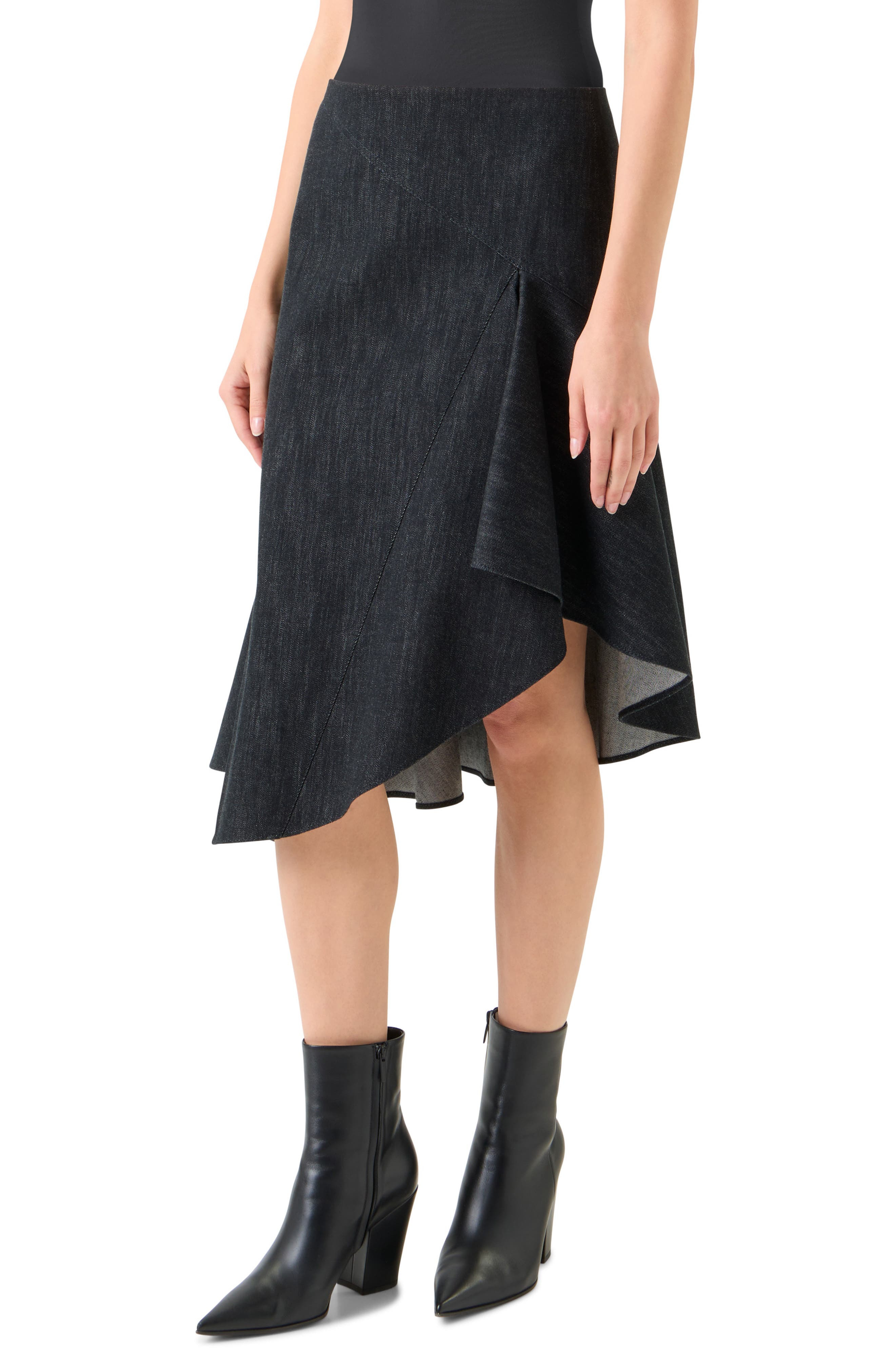 Akris Asymmetric Denim Skirt in Black Denim at Nordstrom - 3