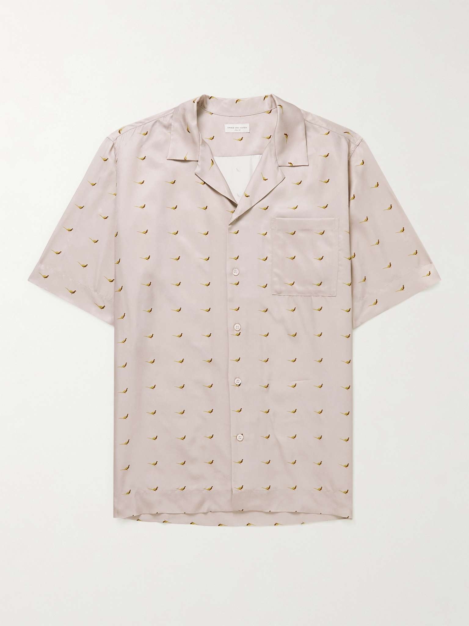 Camp-Collar Printed Satin Shirt - 1