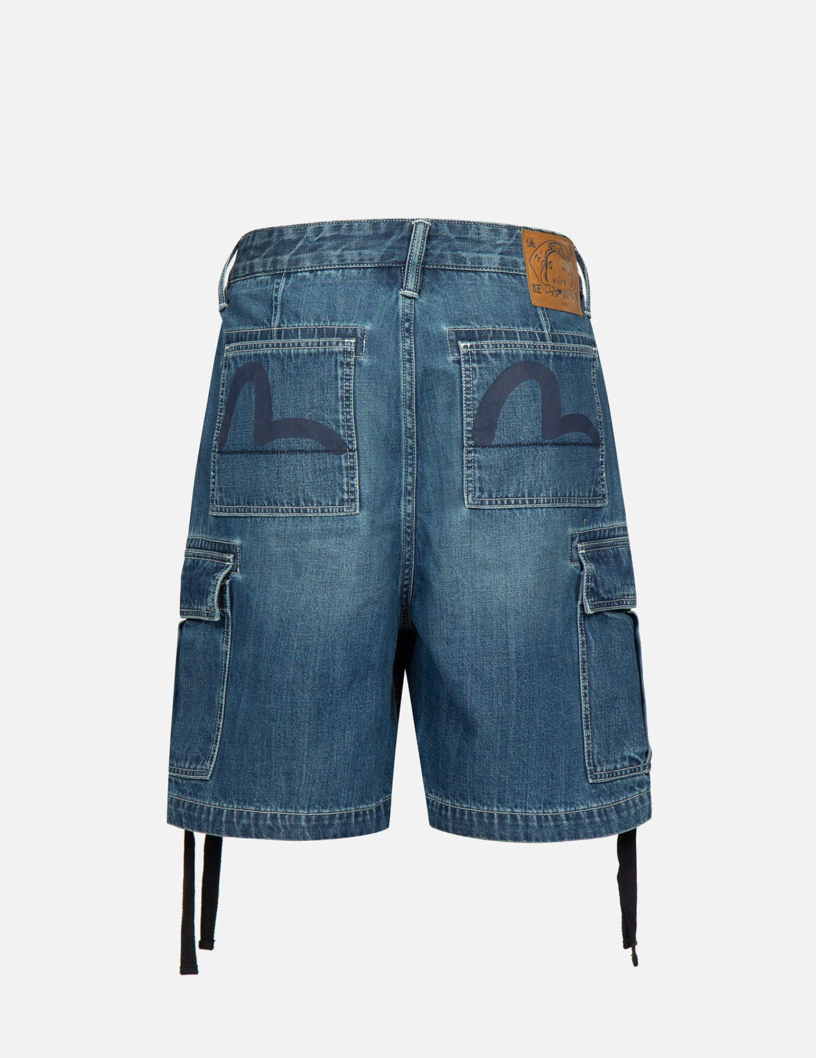 SEAGULL PRINT CARGO DENIM SHORTS - 2